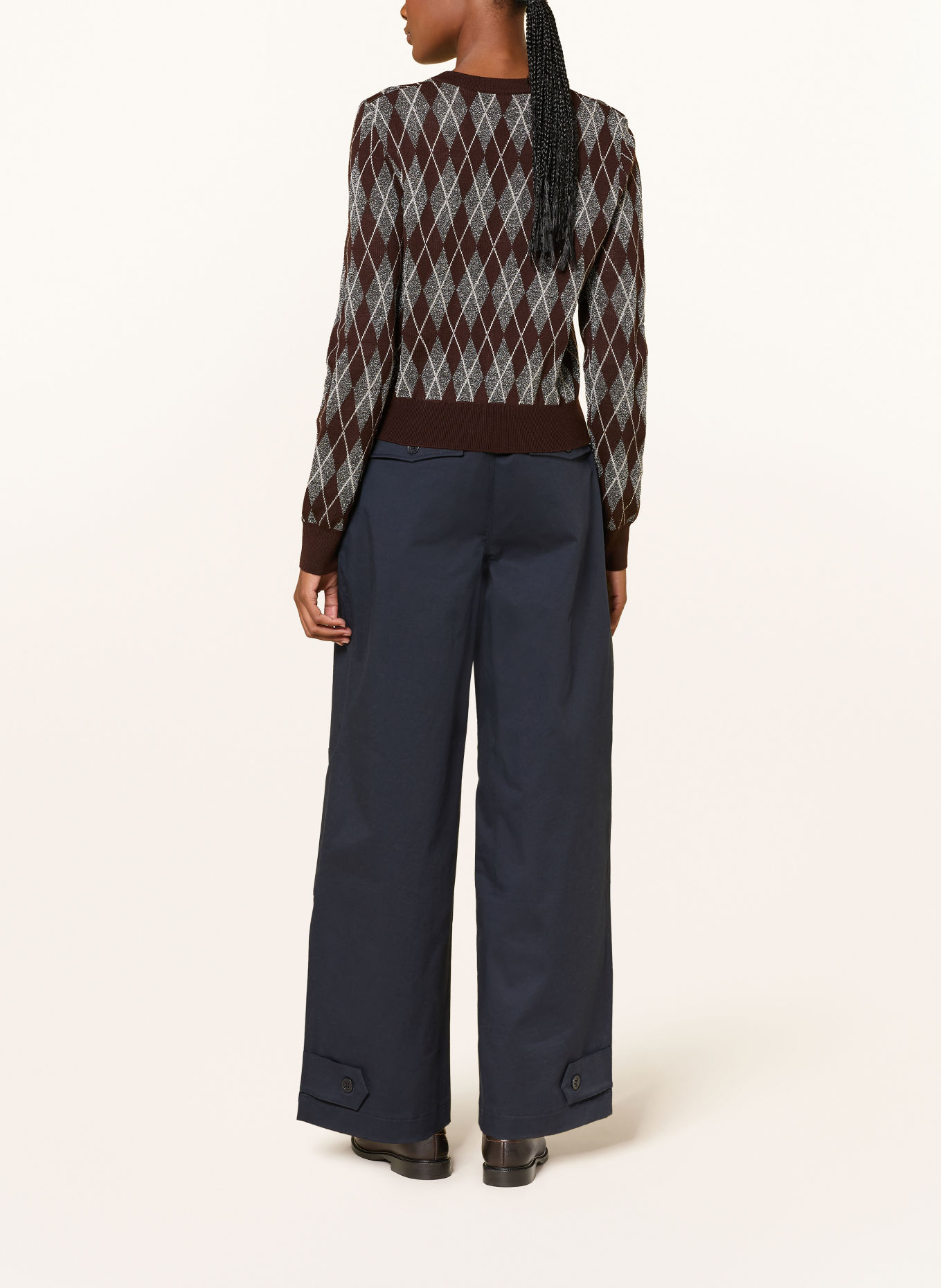 CLAUDIE PIERLOT Strickjacke mit Glitzergarn: DUNKELBRAUN / SILBER
