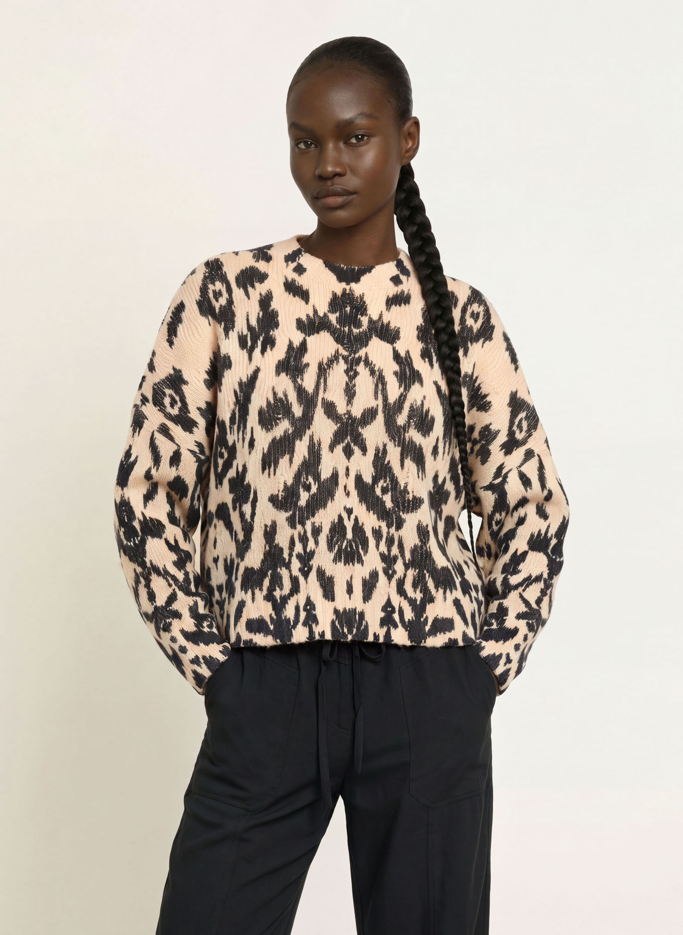 ba&sh PAUZE Sweater: ECRU / BLACK