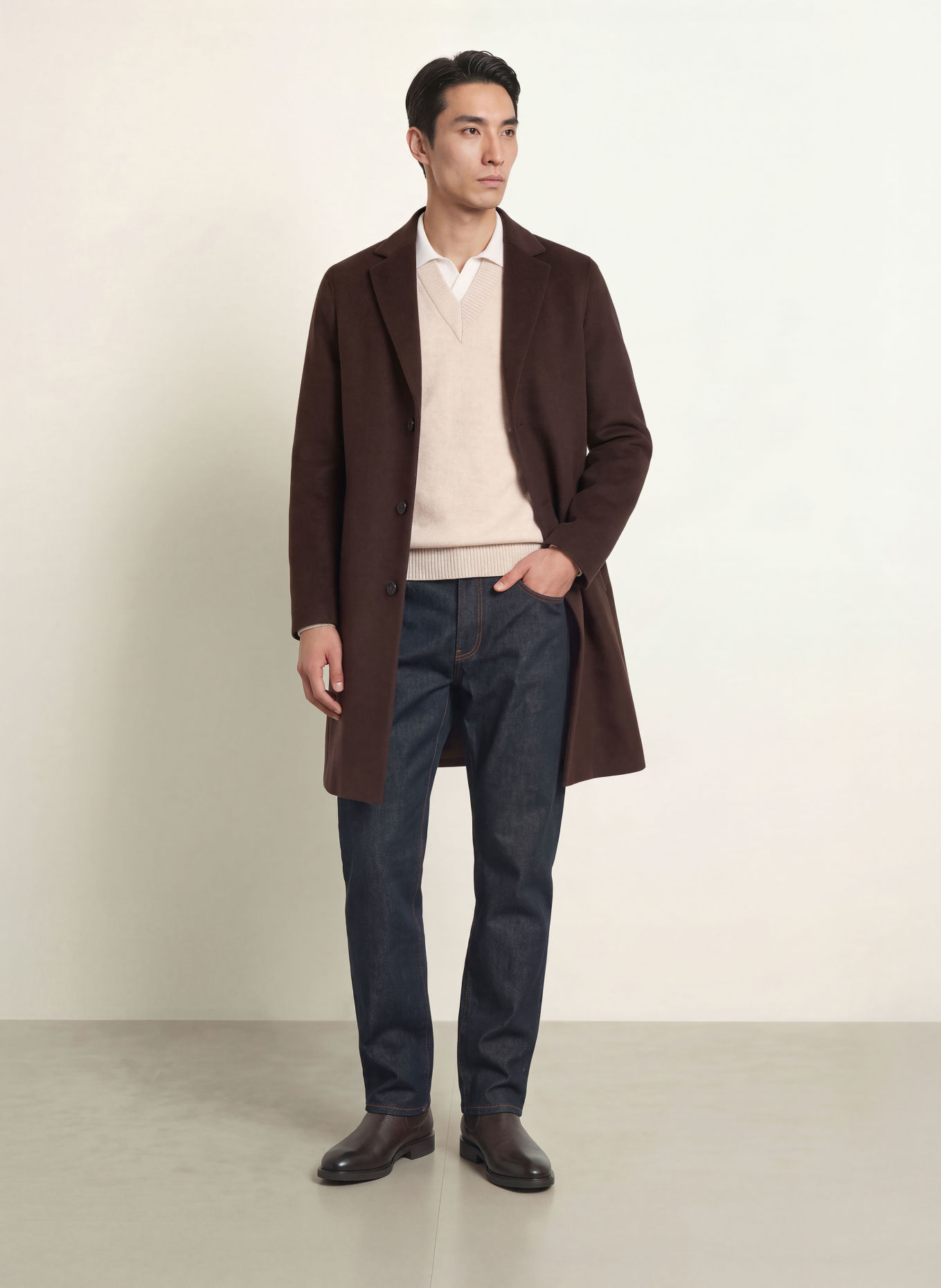 REISS KNIGHT Coat: DARK BROWN