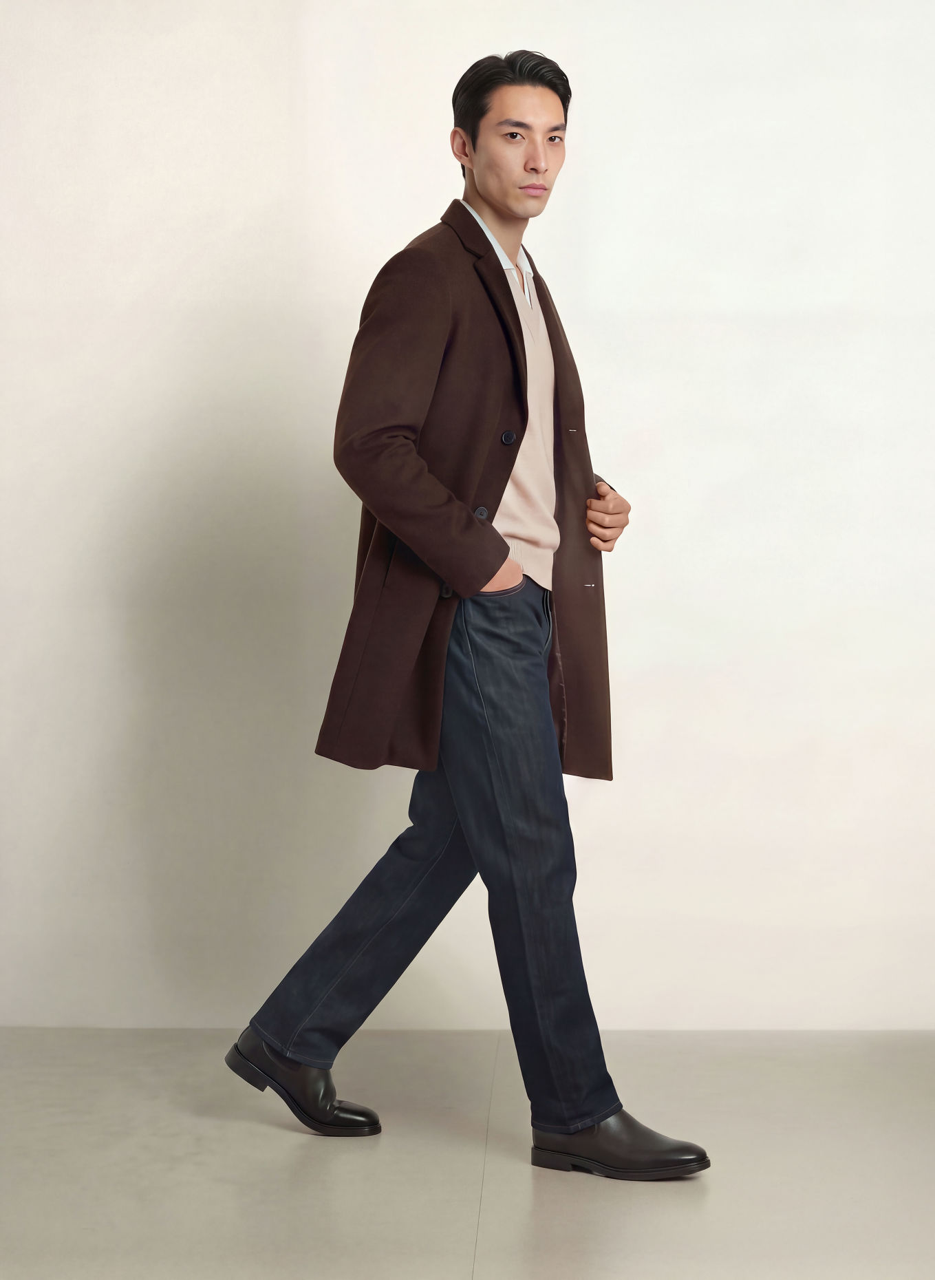 REISS KNIGHT Coat: DARK BROWN
