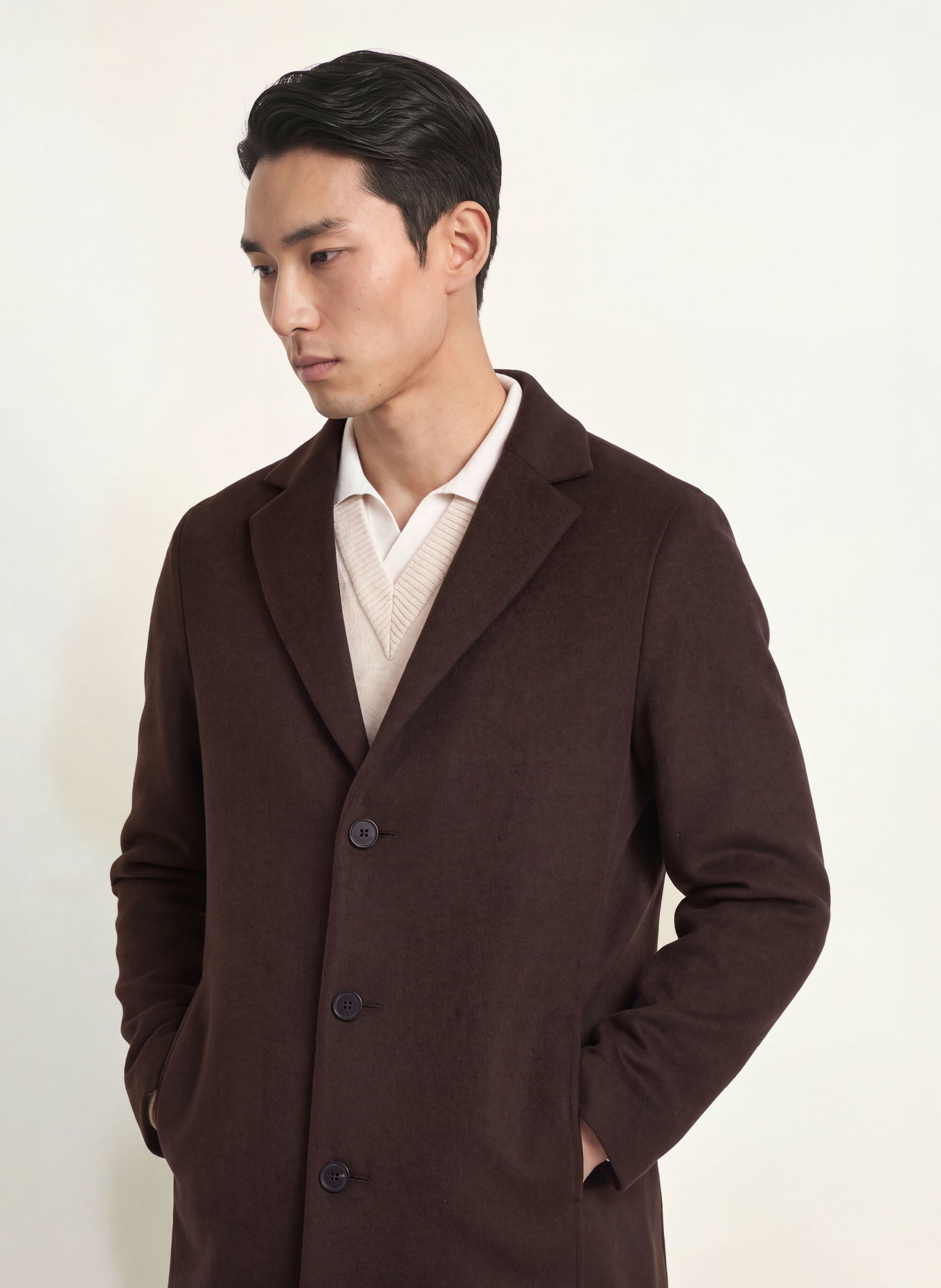 REISS KNIGHT Coat: DARK BROWN