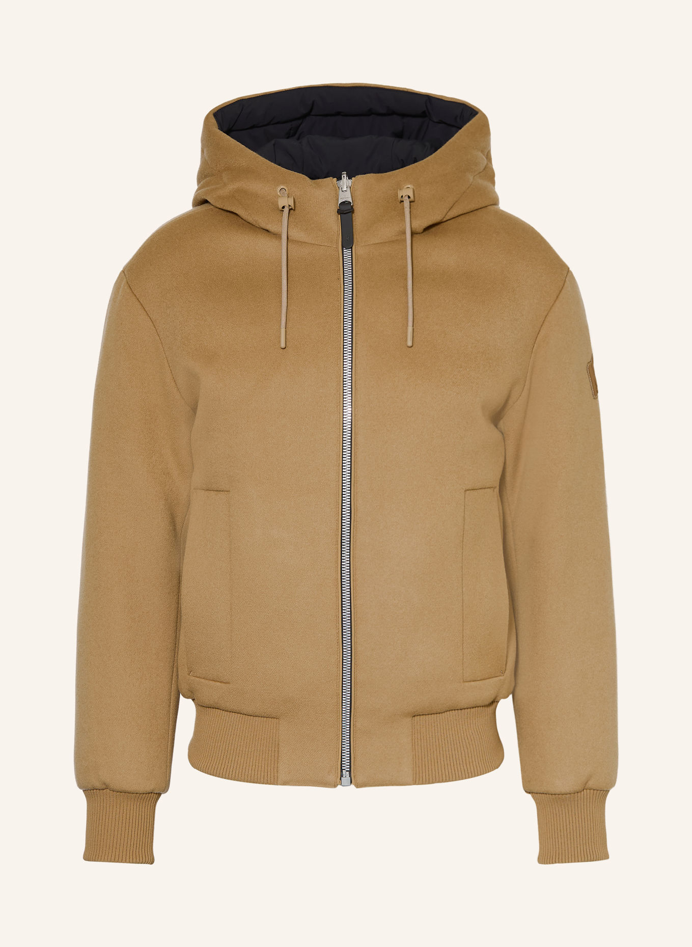 Mackage NIKO Reversible Down Bomber Jacket: BEIGE / BLACK