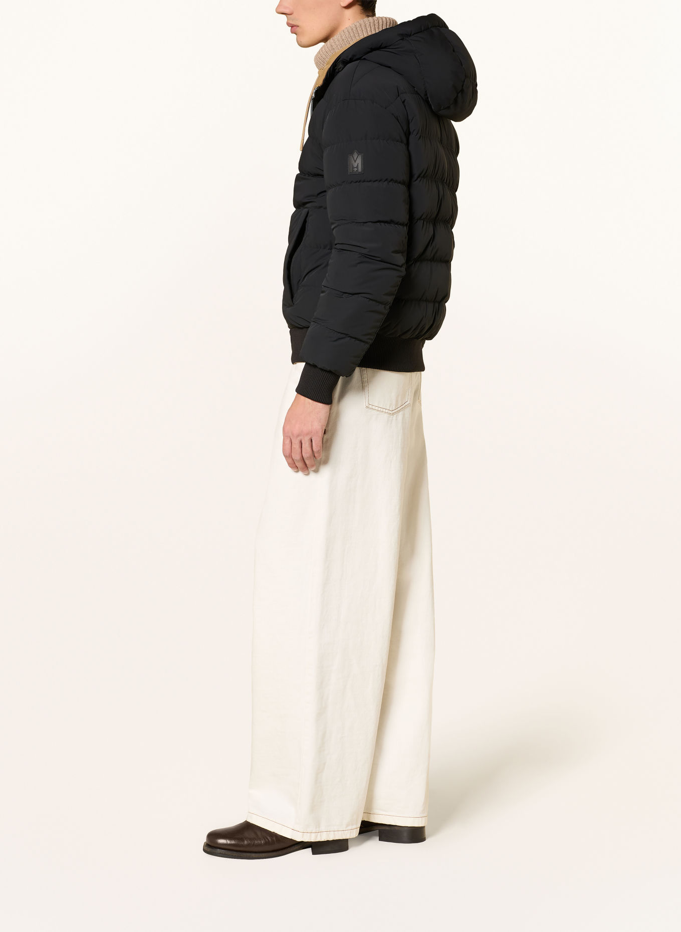 Mackage NIKO Reversible Down Bomber Jacket: BEIGE / BLACK