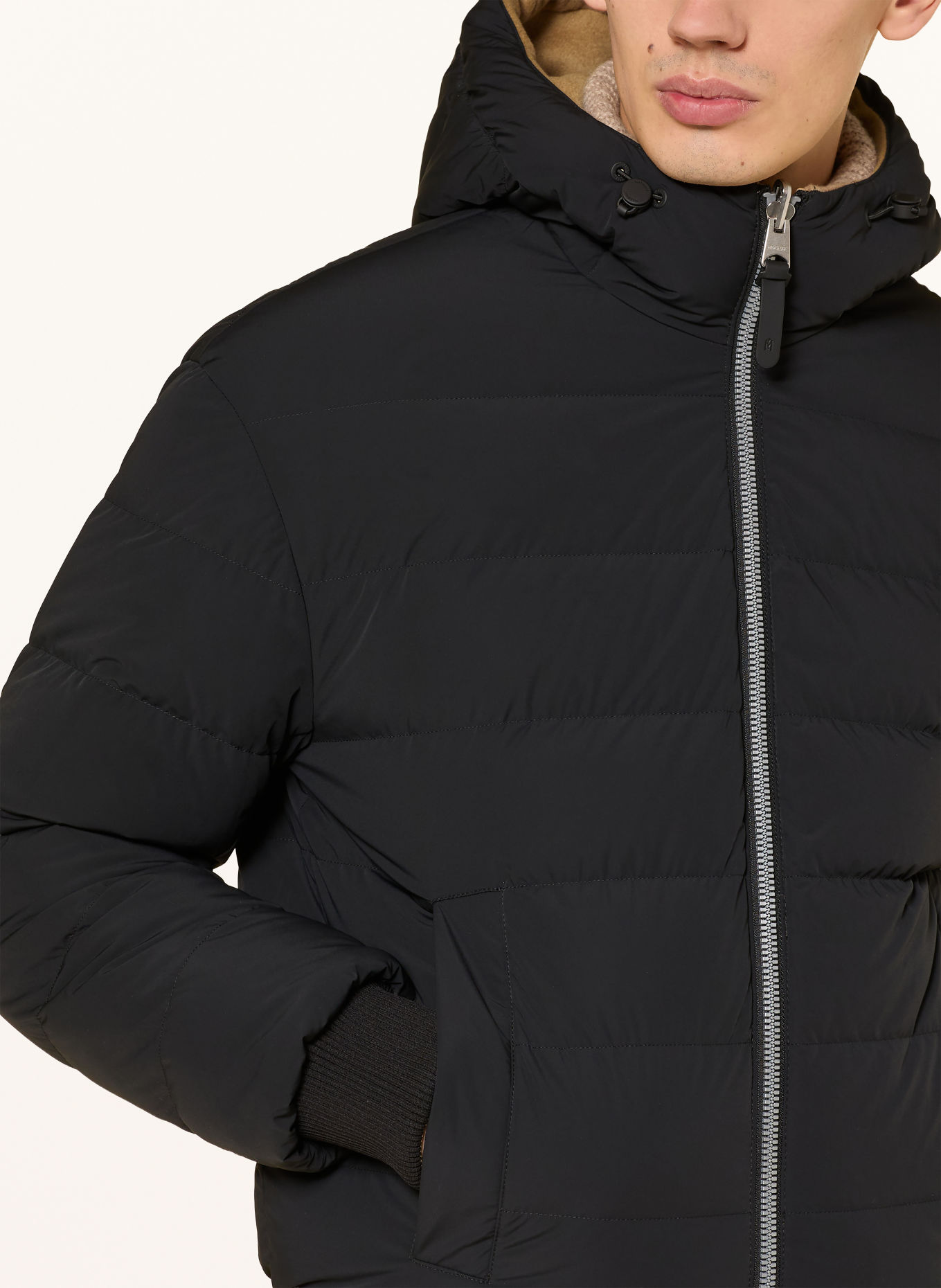 Mackage NIKO Reversible Down Bomber Jacket: BEIGE / BLACK