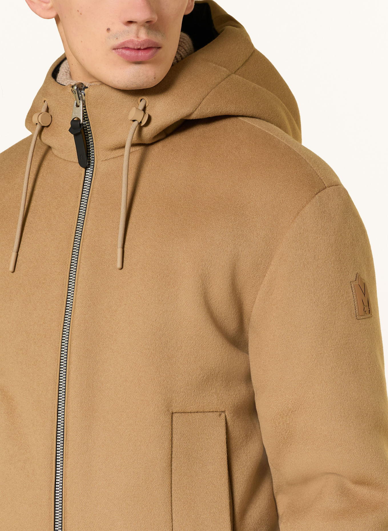 Mackage NIKO Reversible Down Bomber Jacket: BEIGE / BLACK