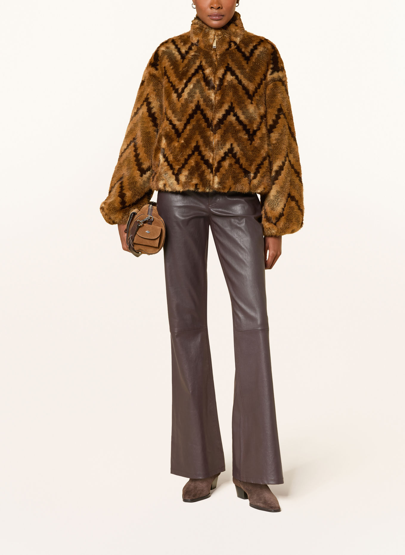 ba&sh Kunstfell-Jacke SERGE: COGNAC / HELLBRAUN / DUNKELBRAUN