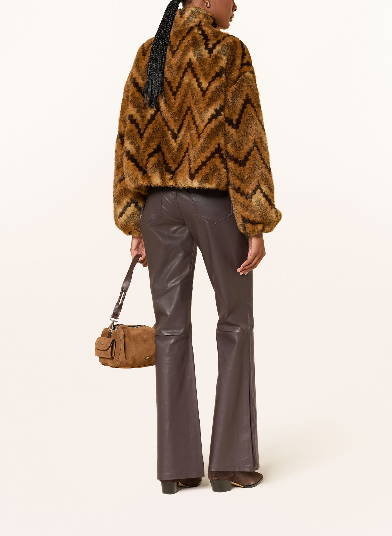 ba&sh Kunstfell-Jacke SERGE: COGNAC / HELLBRAUN / DUNKELBRAUN