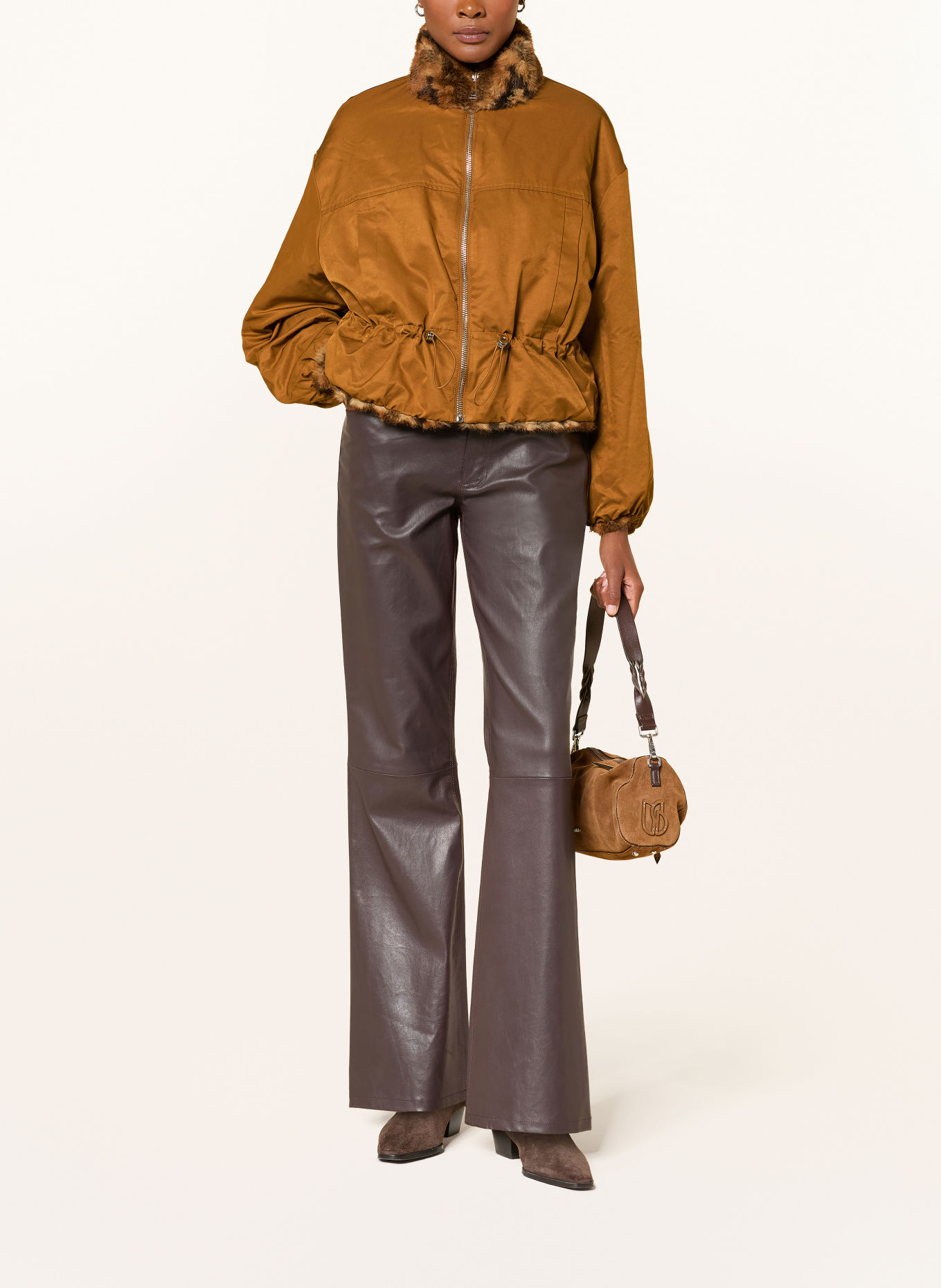 ba&sh Kunstfell-Jacke SERGE: COGNAC / HELLBRAUN / DUNKELBRAUN