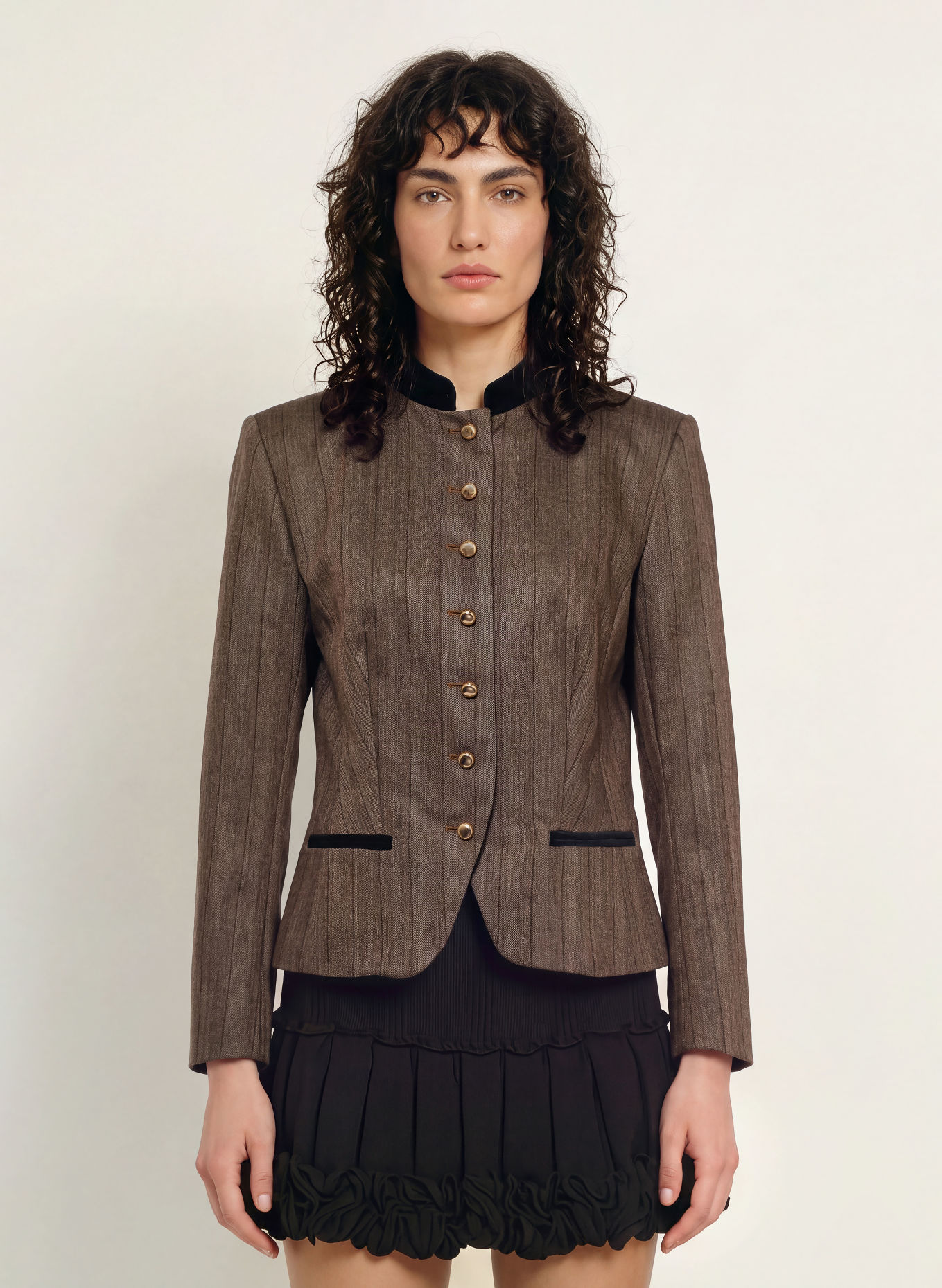 SANDRO Blazer: TAUPE / DUNKELBRAUN