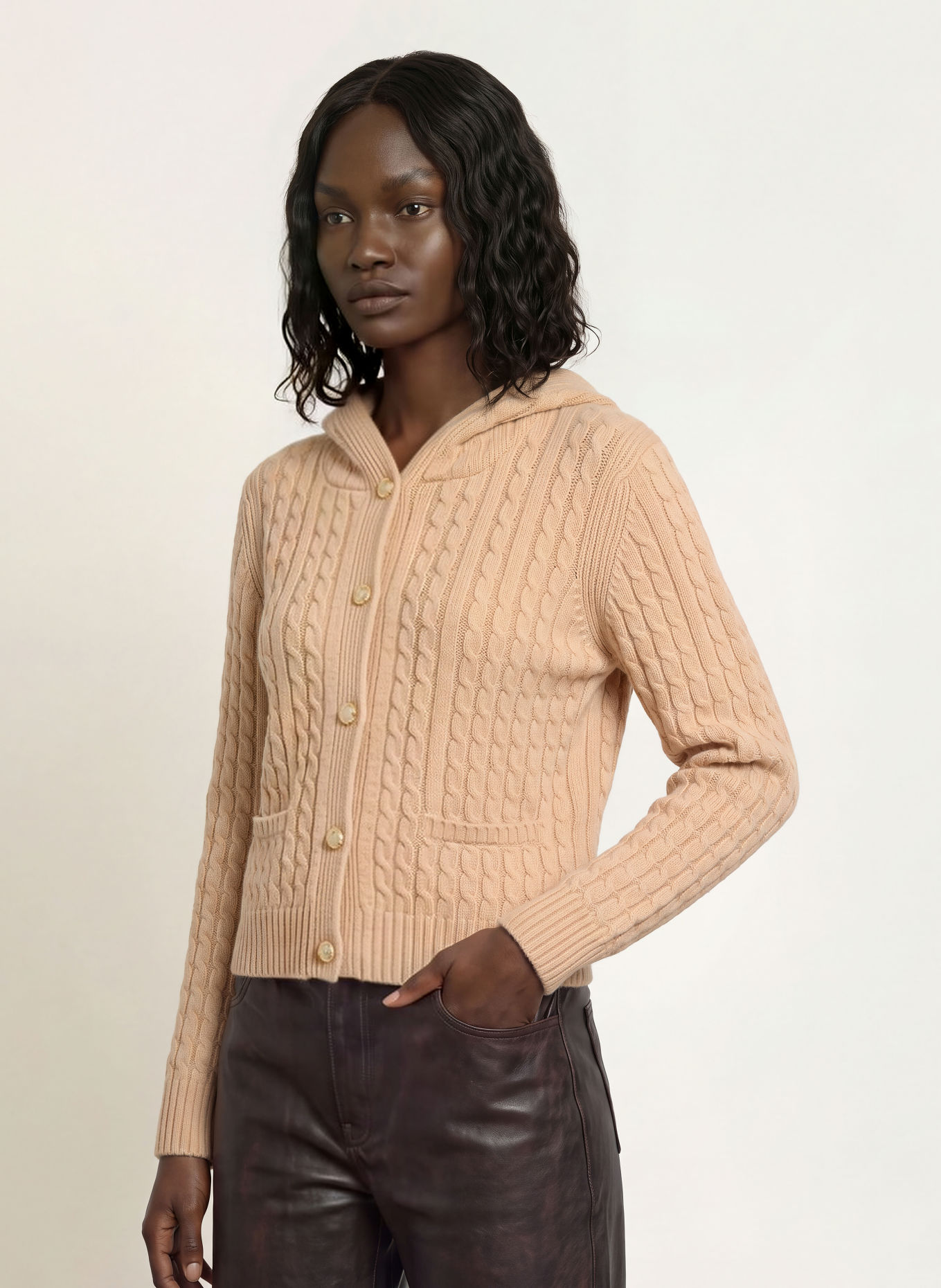 maje Strickjacke: BEIGE / GOLD