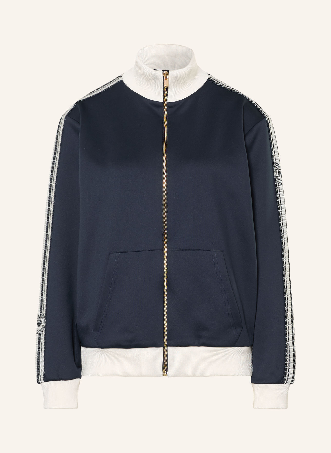 maje Sweatjacke mit Galonstreifen: DUNKELBLAU / ECRU
