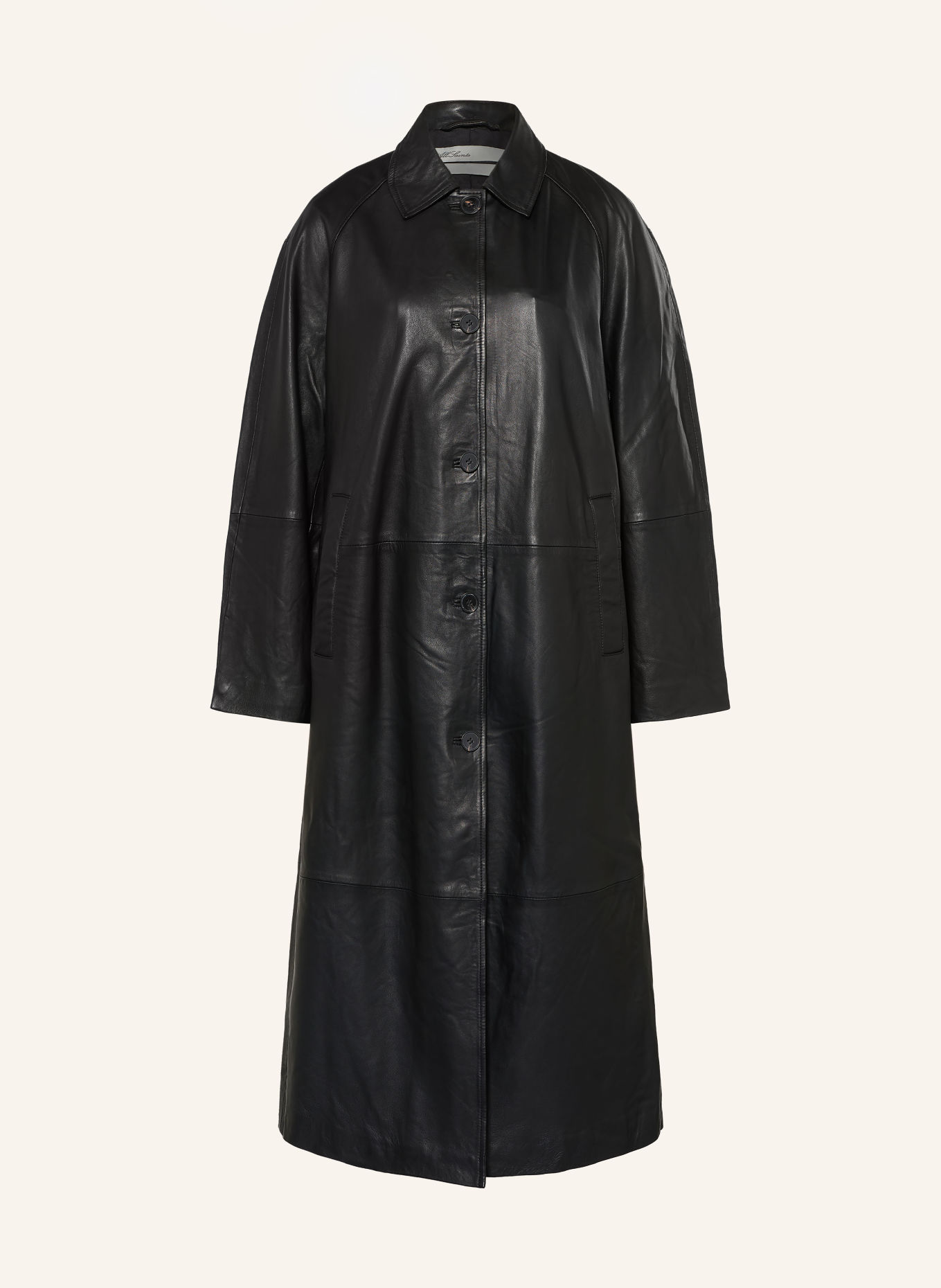 ALLSAINTS Kožený kabát ORVILLE: ČERNÁ