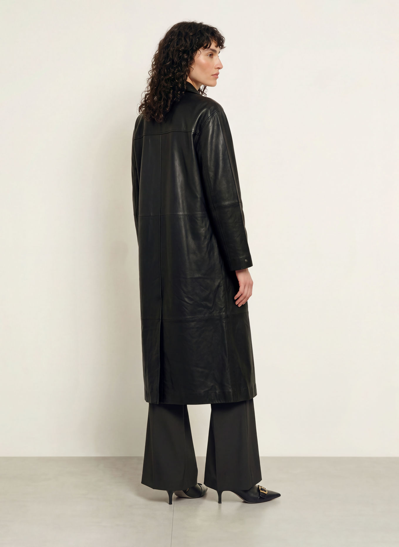 ALLSAINTS Kožený kabát ORVILLE: ČERNÁ