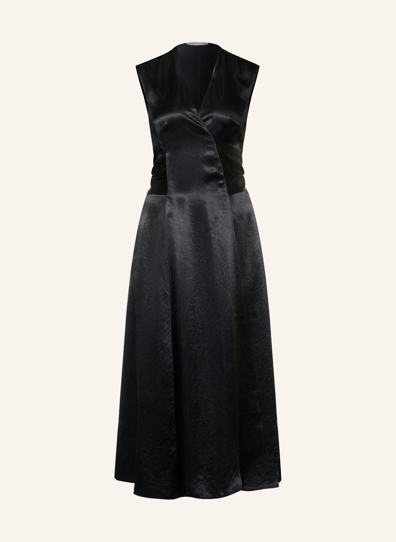 ALLSAINTS Robe portefeuille JEANNE en satin: NOIR