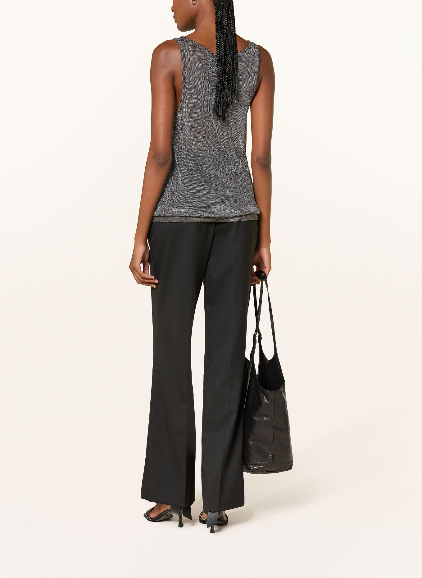 ALLSAINTS SILVI Knit Top with Glitter Yarn: PLATINUM