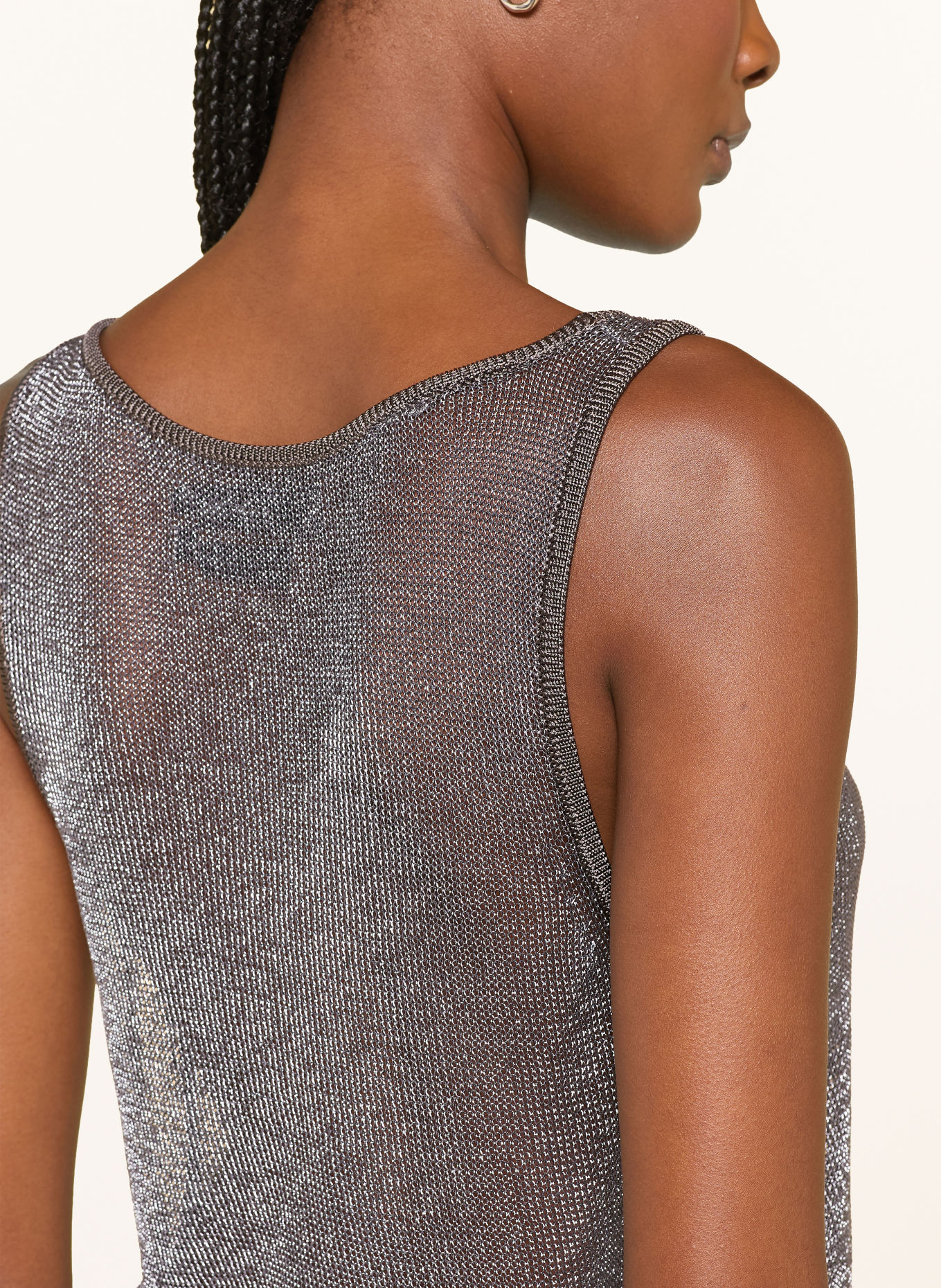 ALLSAINTS SILVI Knit Top with Glitter Yarn: PLATINUM