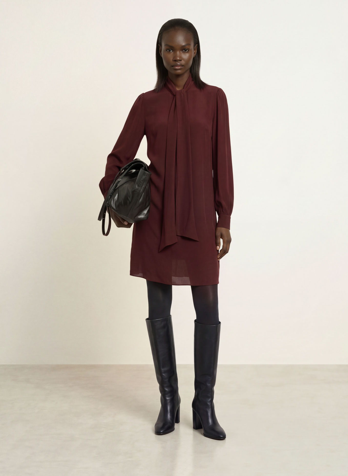 ALLSAINTS Seidenkleid JAMIE mit Schluppe: DUNKELROT