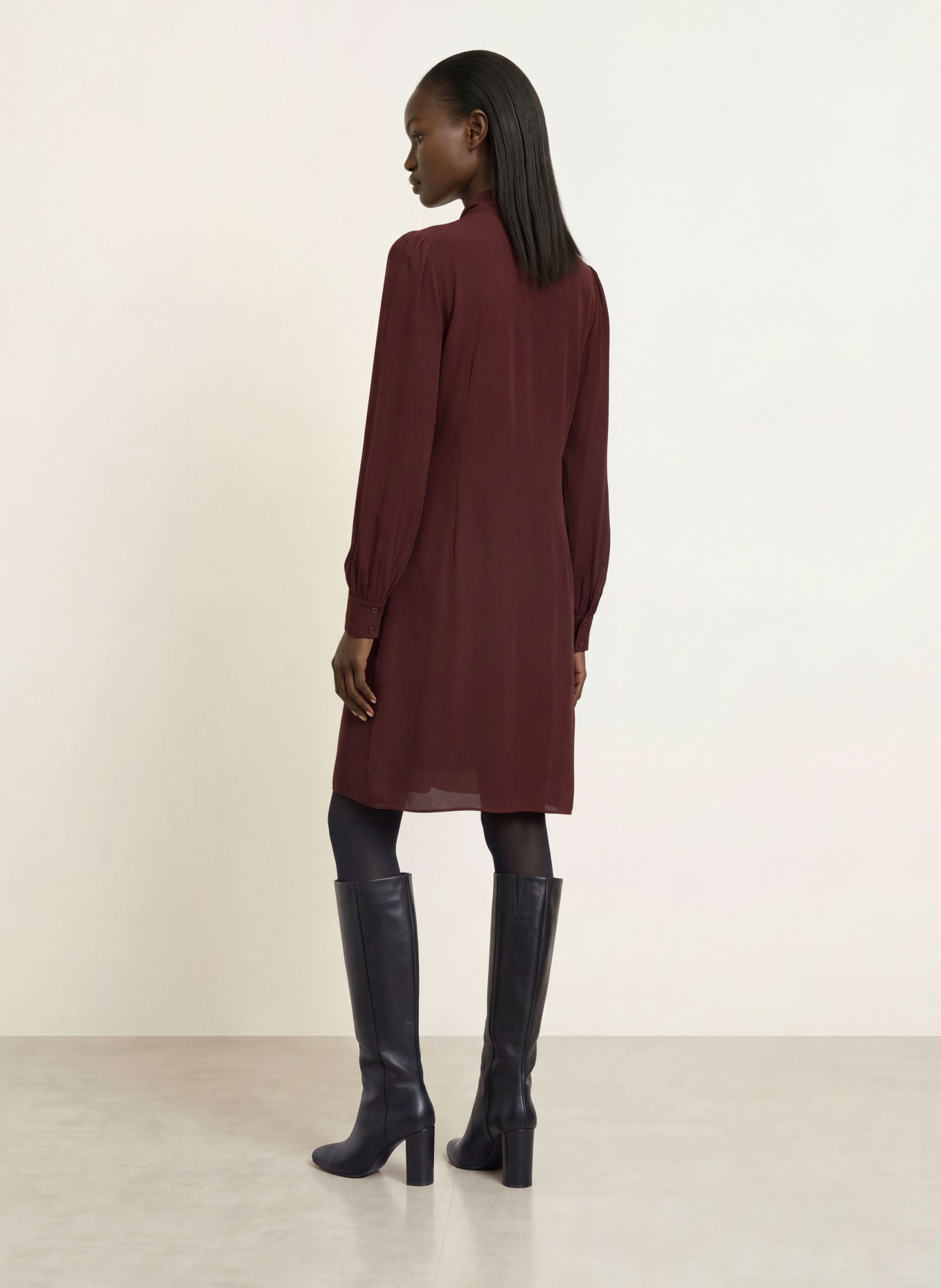 ALLSAINTS Seidenkleid JAMIE mit Schluppe: DUNKELROT