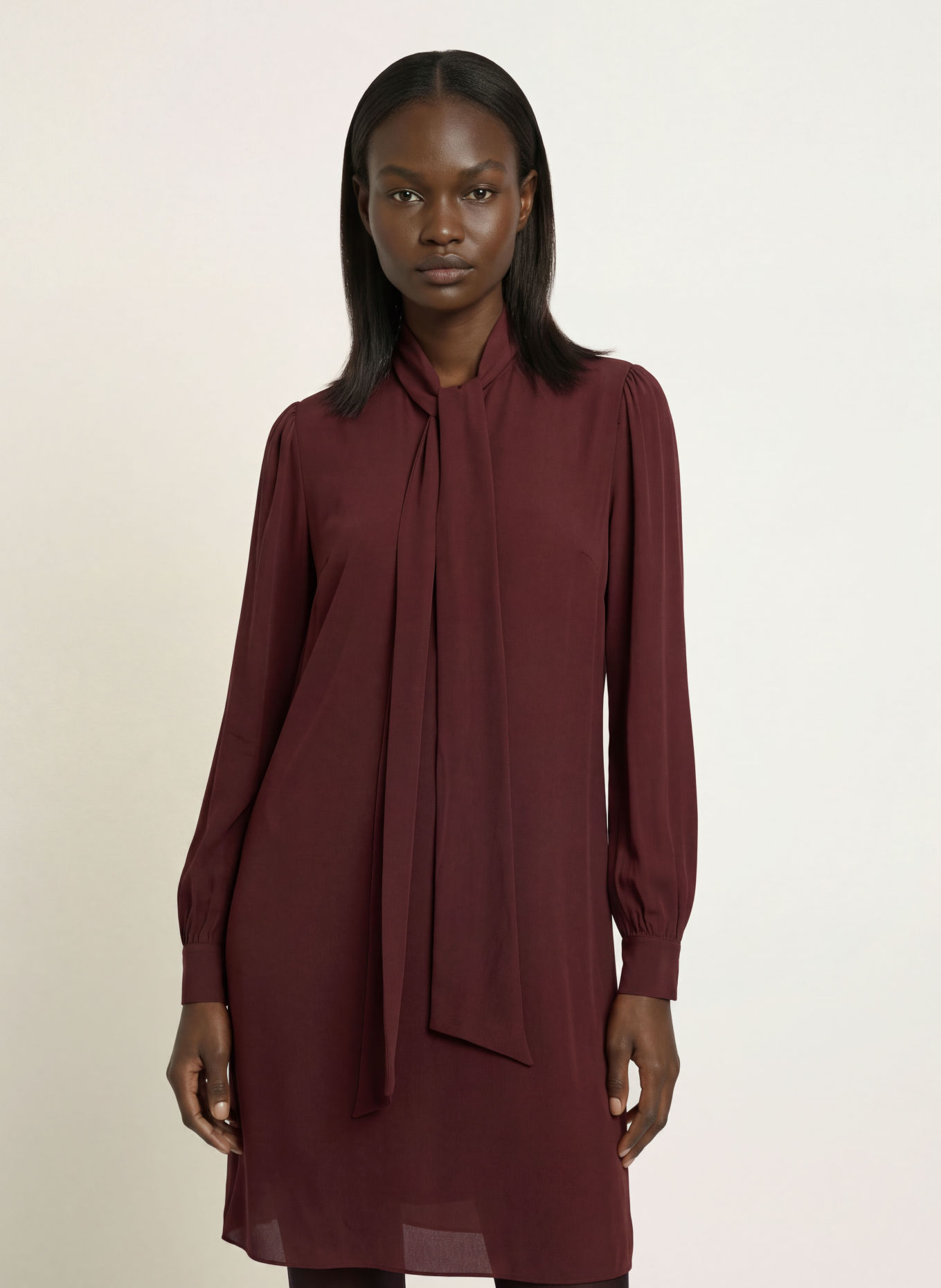 ALLSAINTS Seidenkleid JAMIE mit Schluppe: DUNKELROT