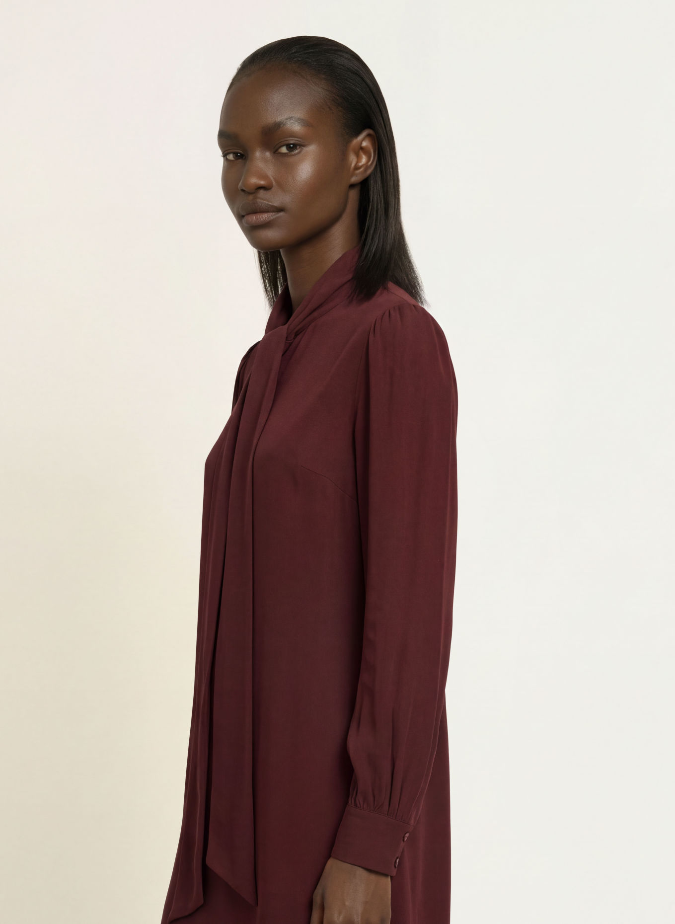 ALLSAINTS Seidenkleid JAMIE mit Schluppe: DUNKELROT
