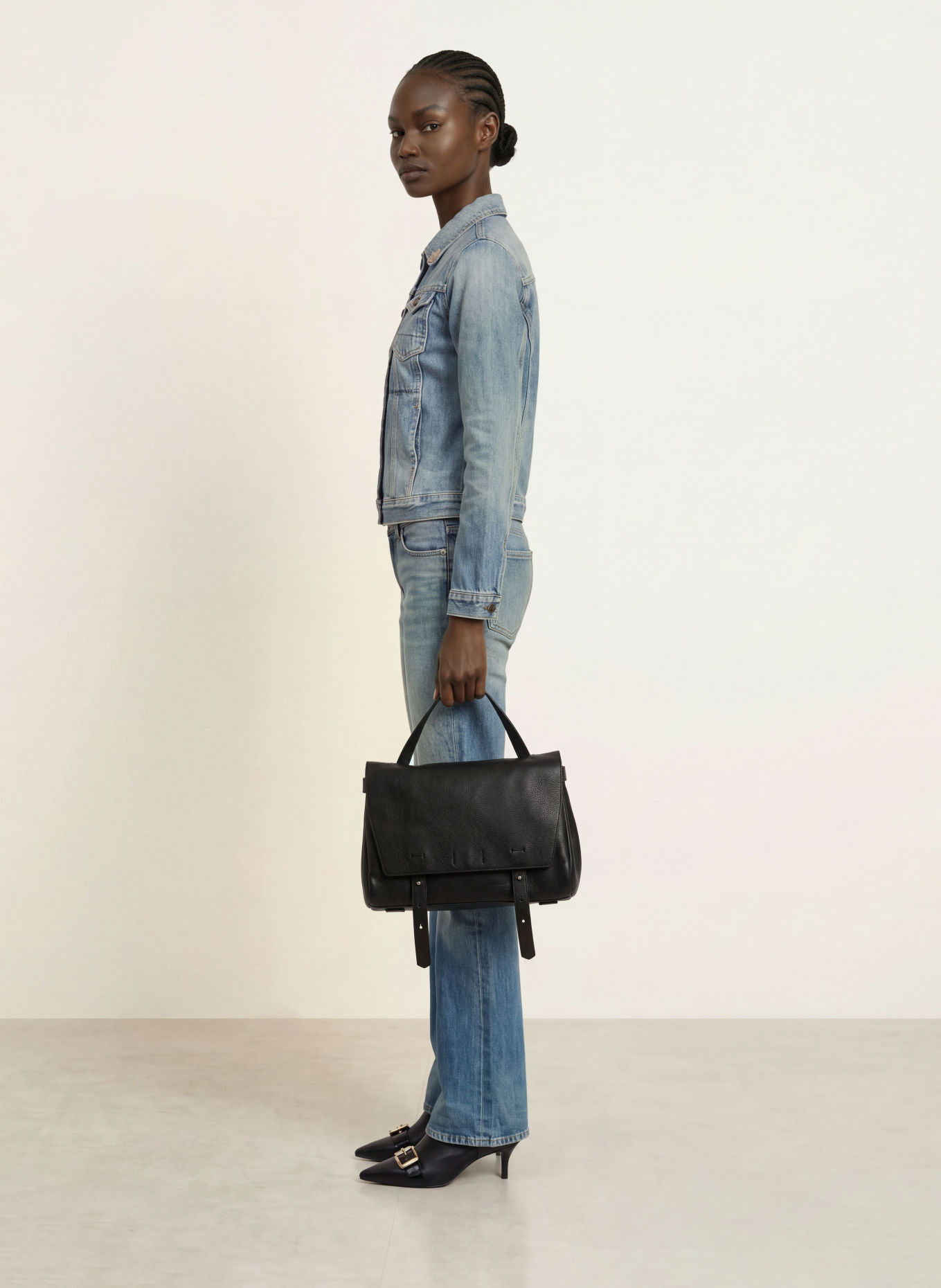 ALLSAINTS JOAN SATCHEL Handbag: BLACK / SILVER