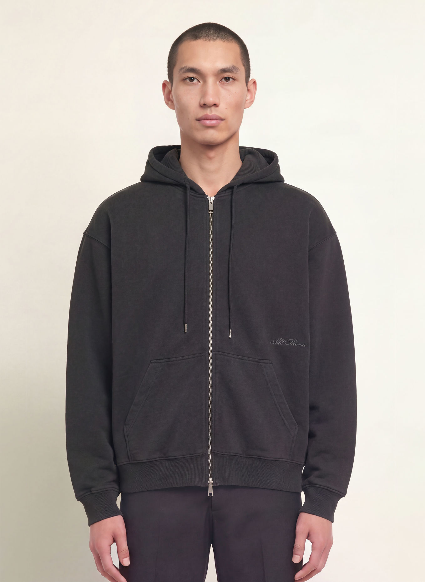 ALLSAINTS BRAX Zip-up sweatshirt: DARK GRAY