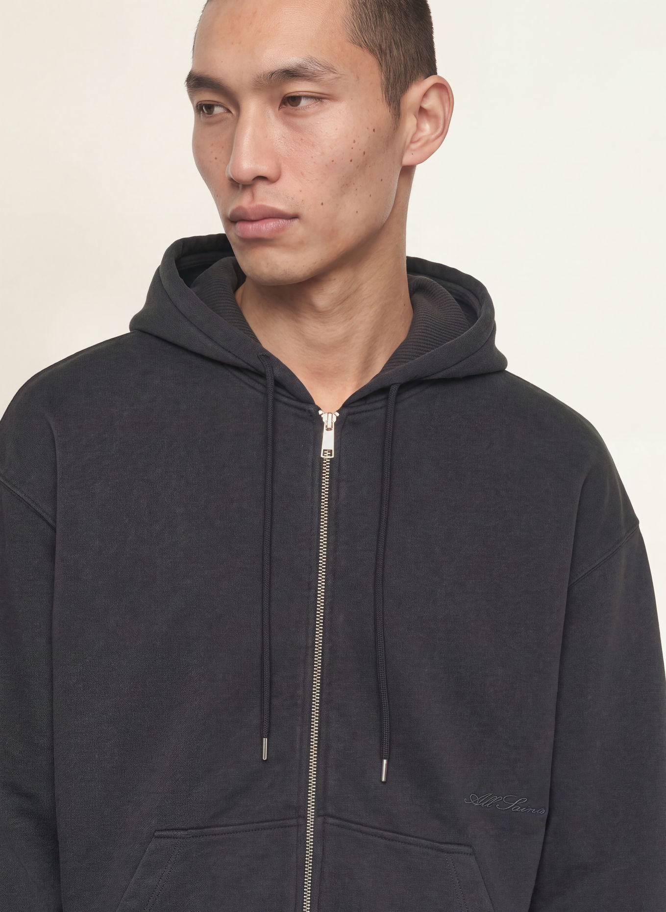 ALLSAINTS BRAX Zip-up sweatshirt: DARK GRAY
