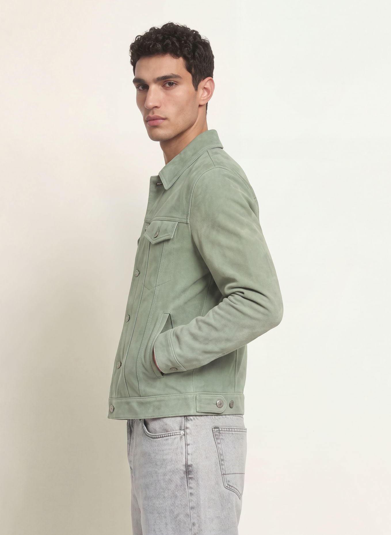 ALLSAINTS Kožená bunda CHAIYO: MÁTOVÁ