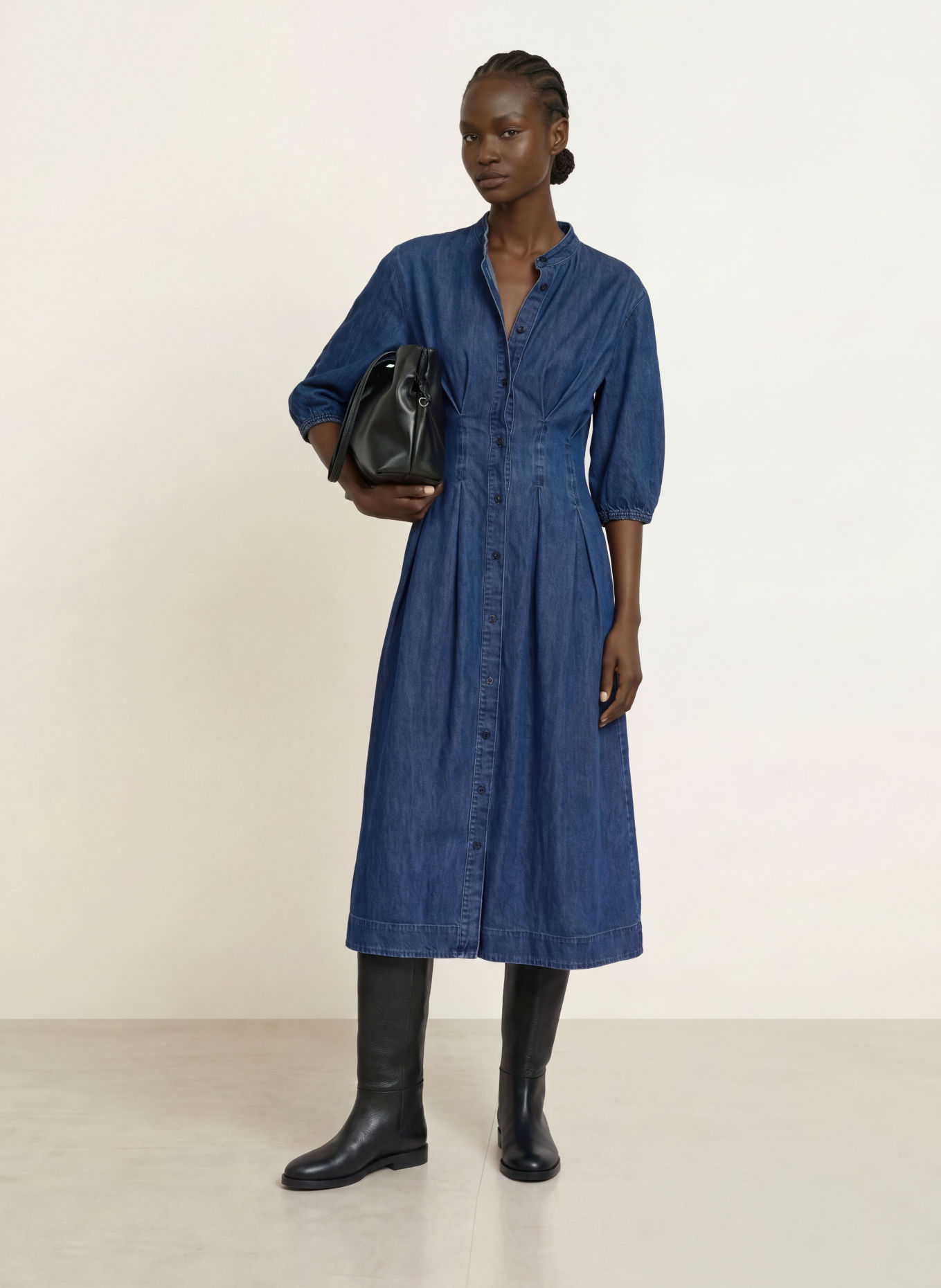 ARKET Jeanskleid mit 3/4-Arm: DUNKELBLAU