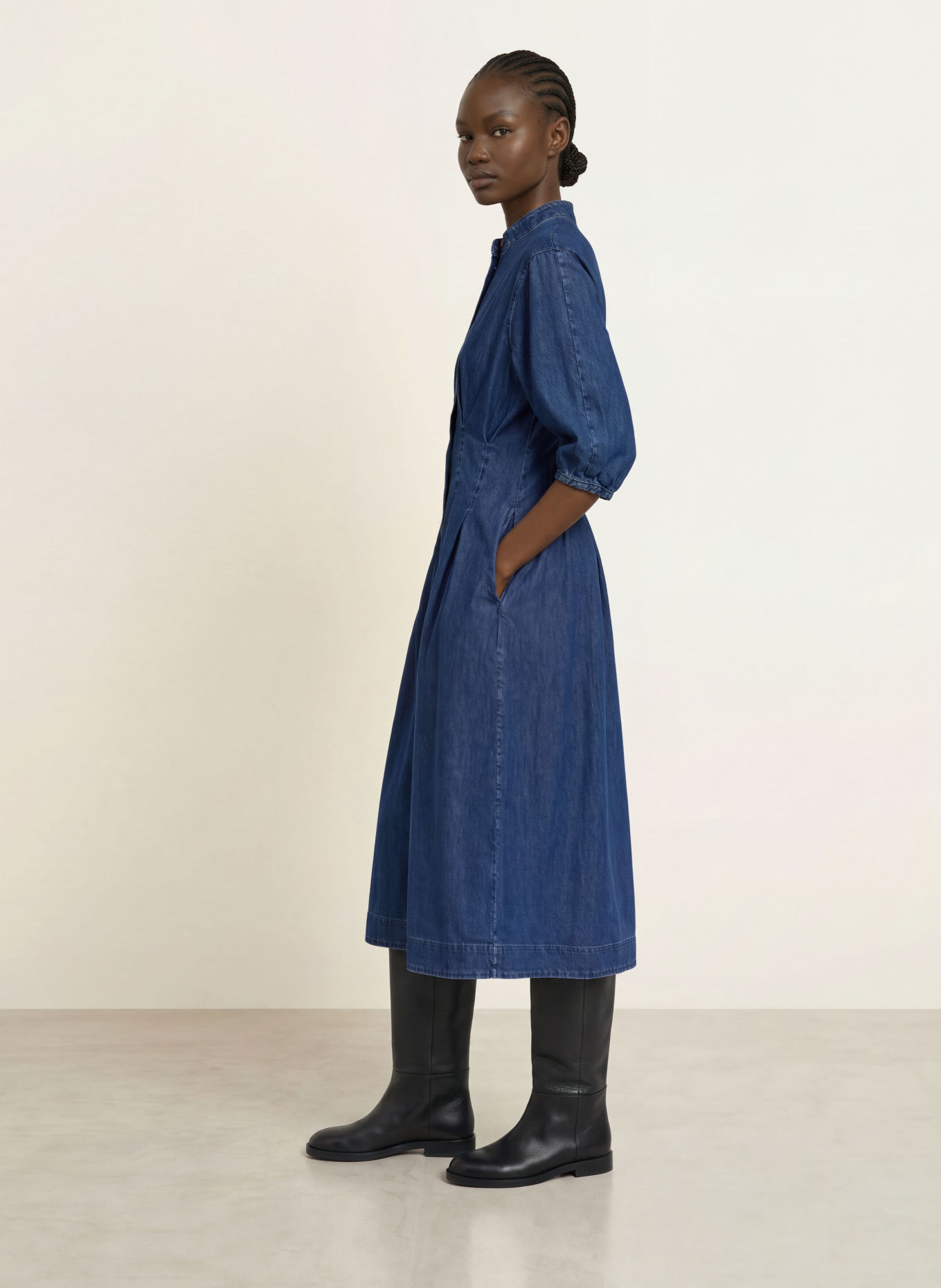 ARKET Jeanskleid mit 3/4-Arm: DUNKELBLAU