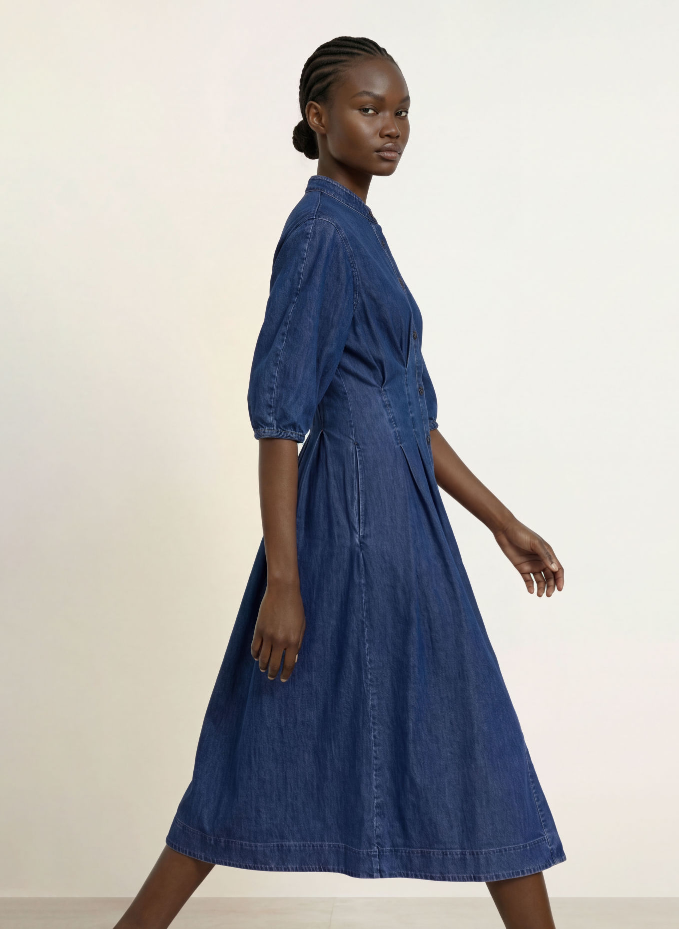 ARKET Jeanskleid mit 3/4-Arm: DUNKELBLAU