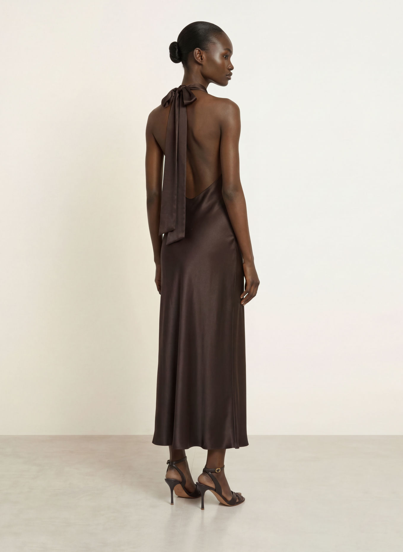 SERENITY DENIZ Satin Dress, made of silk: BLACK