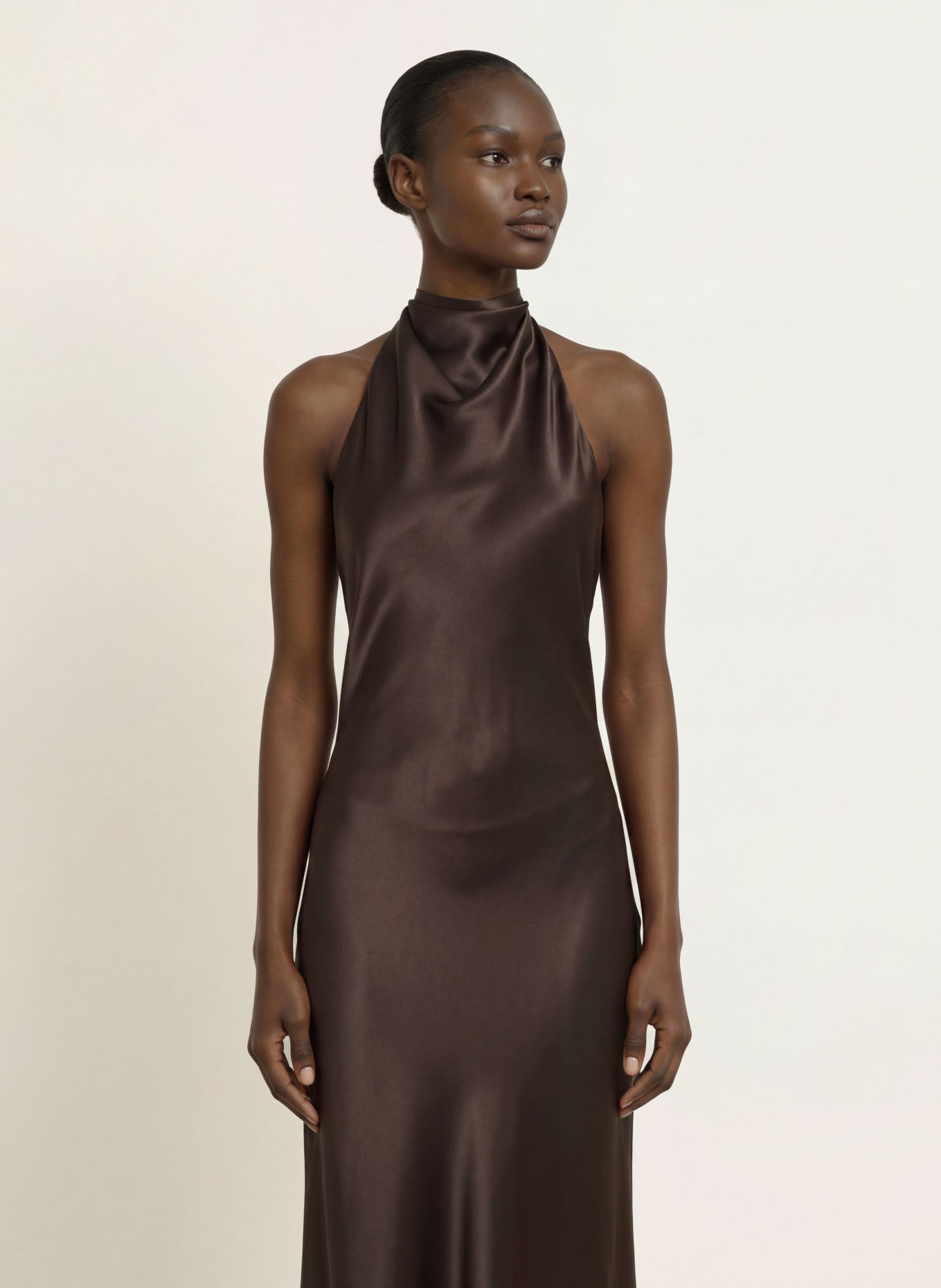 SERENITY DENIZ Satin Dress, made of silk: BLACK