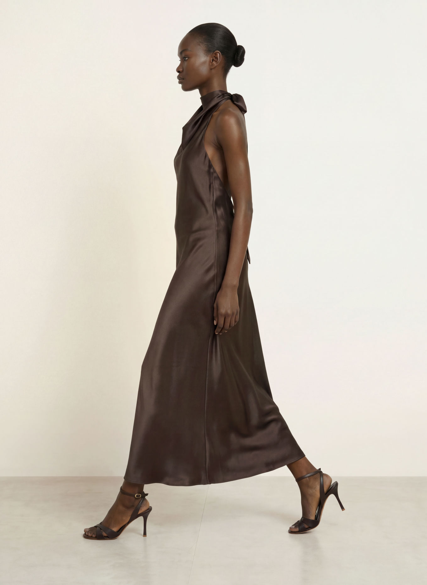SERENITY DENIZ Satin Dress, made of silk: BLACK