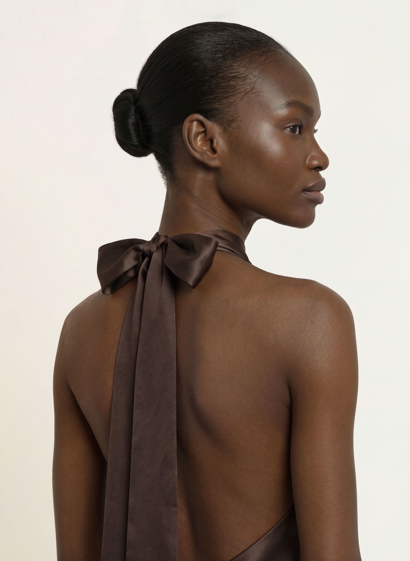 SERENITY DENIZ Satin Dress, made of silk: BLACK