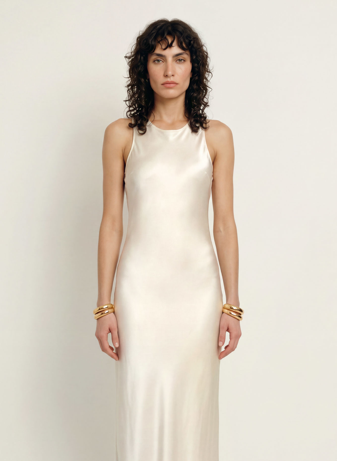 SERENITY AMANDA Silk Dress: CREAM