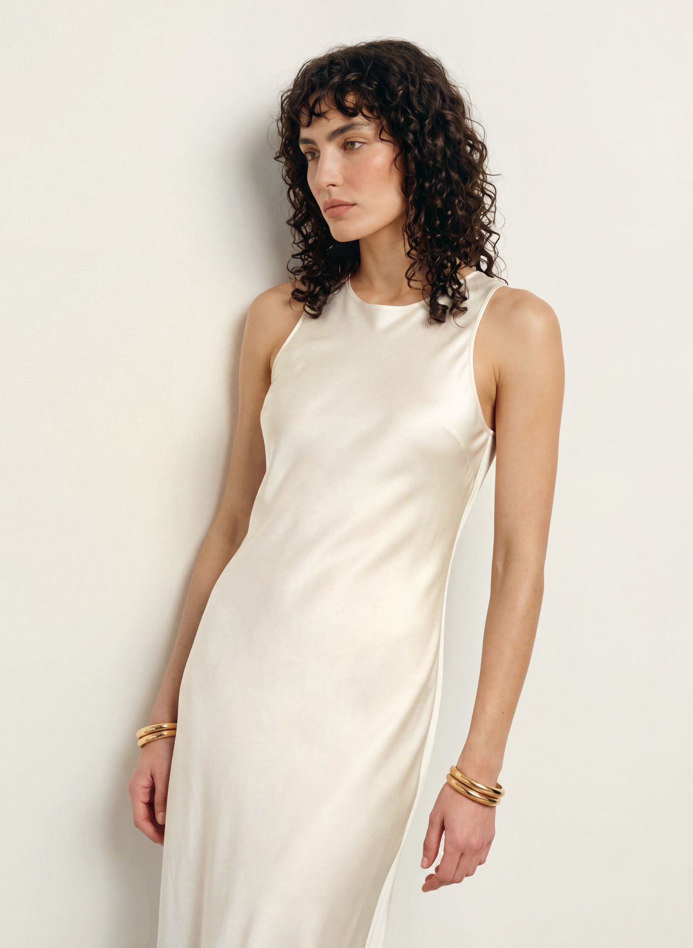 SERENITY AMANDA Silk Dress: CREAM