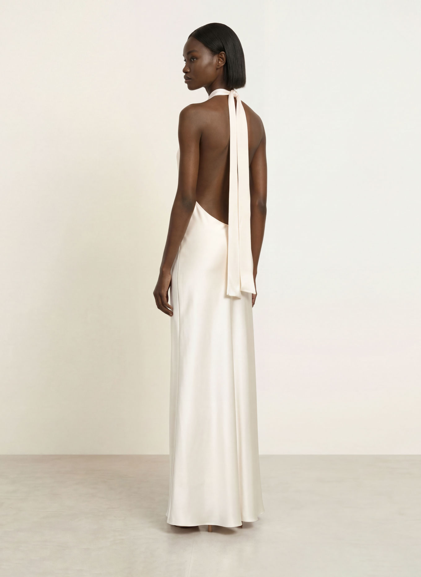 SERENITY DENIZ Satin Dress, made of silk: CREAM