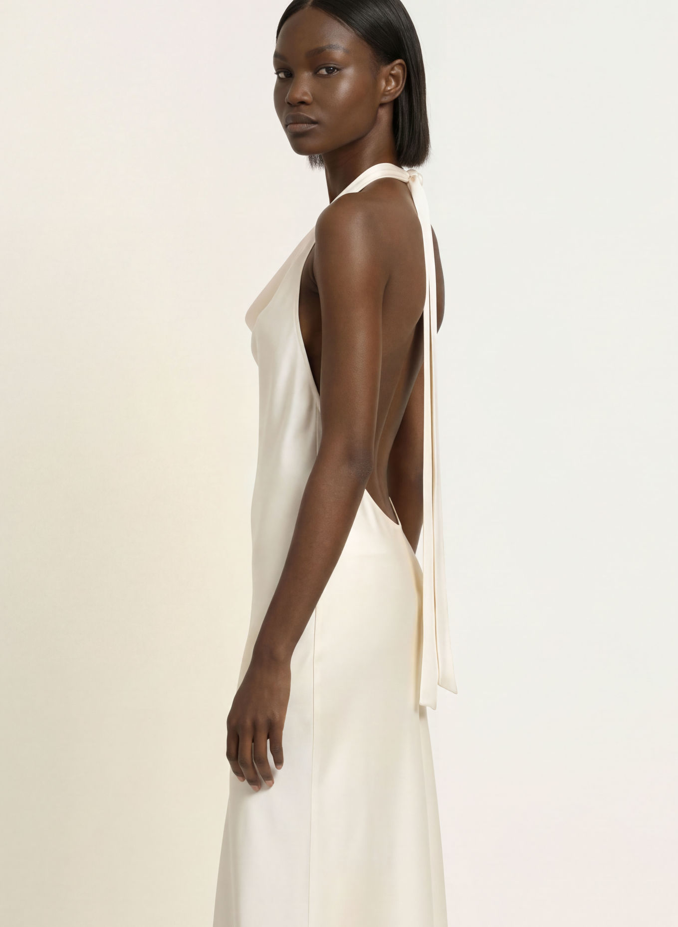 SERENITY DENIZ Satin Dress, made of silk: CREAM