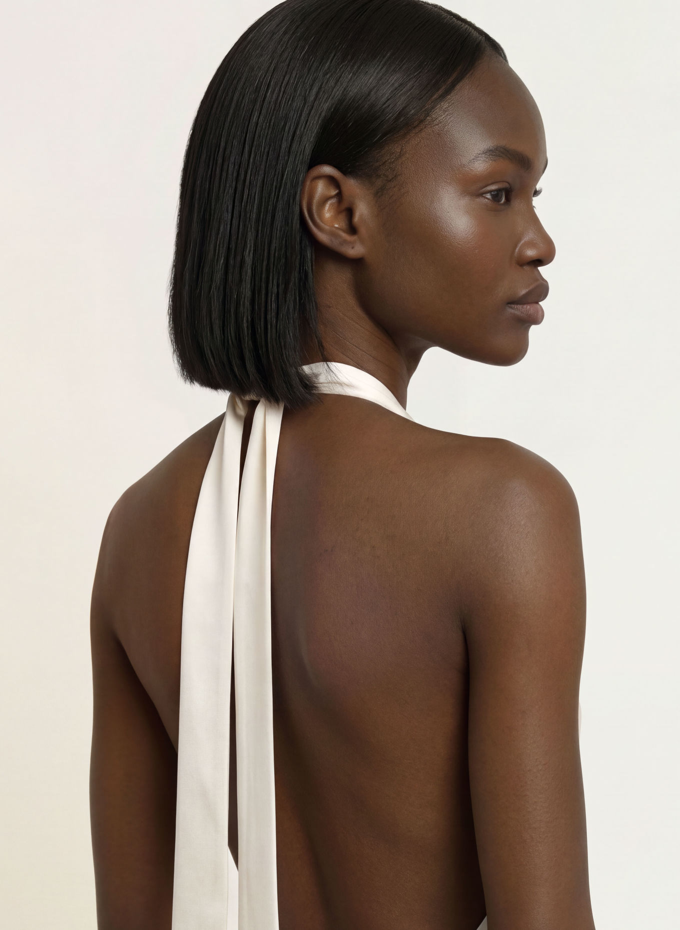 SERENITY DENIZ Satin Dress, made of silk: CREAM