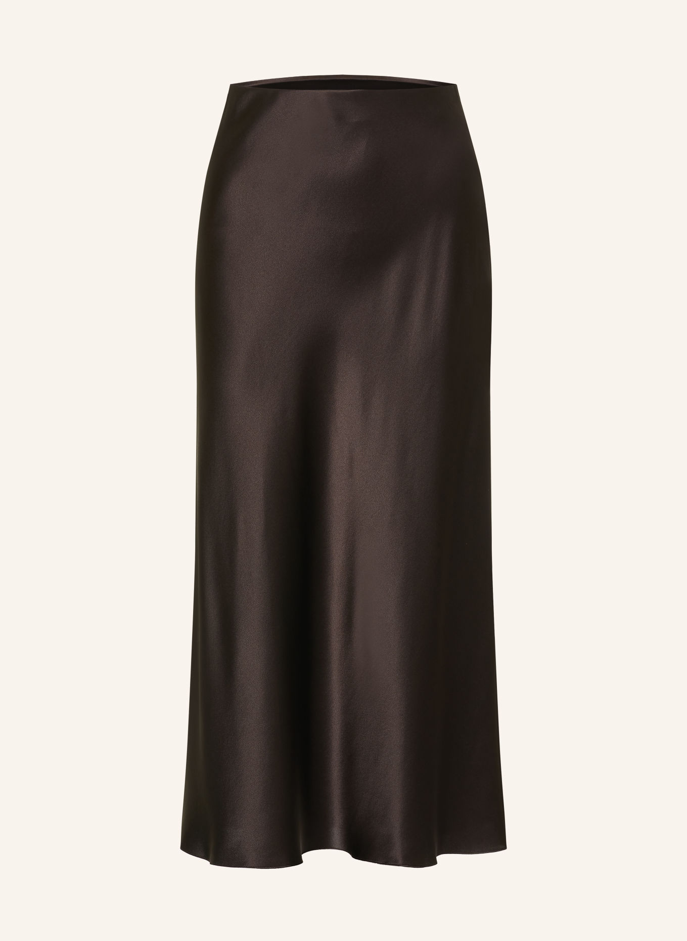 SERENITY AURA Satin Skirt, made of silk: DARK BROWN