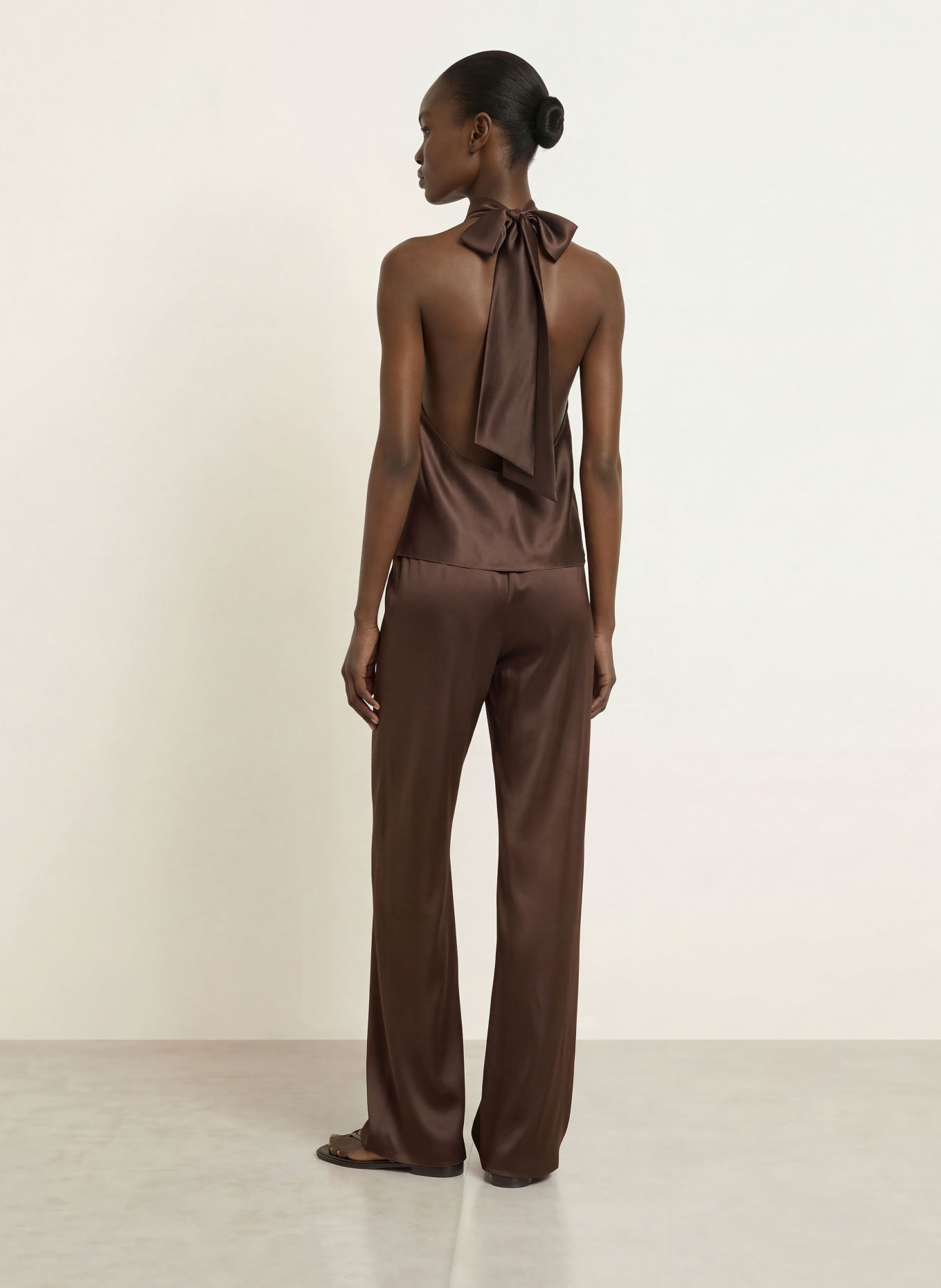 SERENITY AMALFI Silk Pants: DARK BROWN
