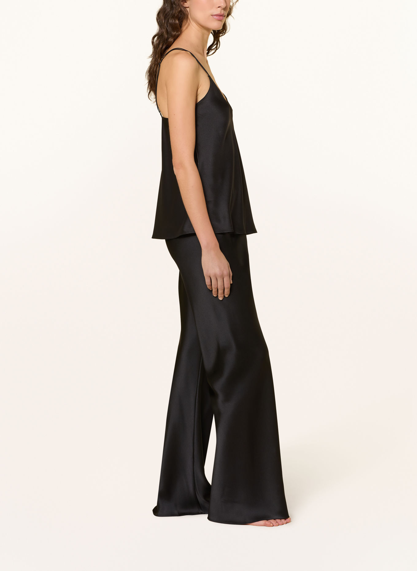 SERENITY RIVIERA Silk Lounge Pants: BLACK