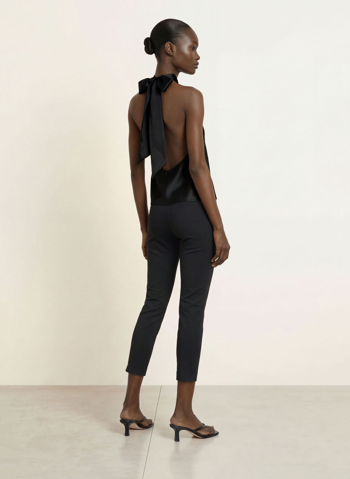 SERENITY AMORE Satin Top, made of silk: BLACK