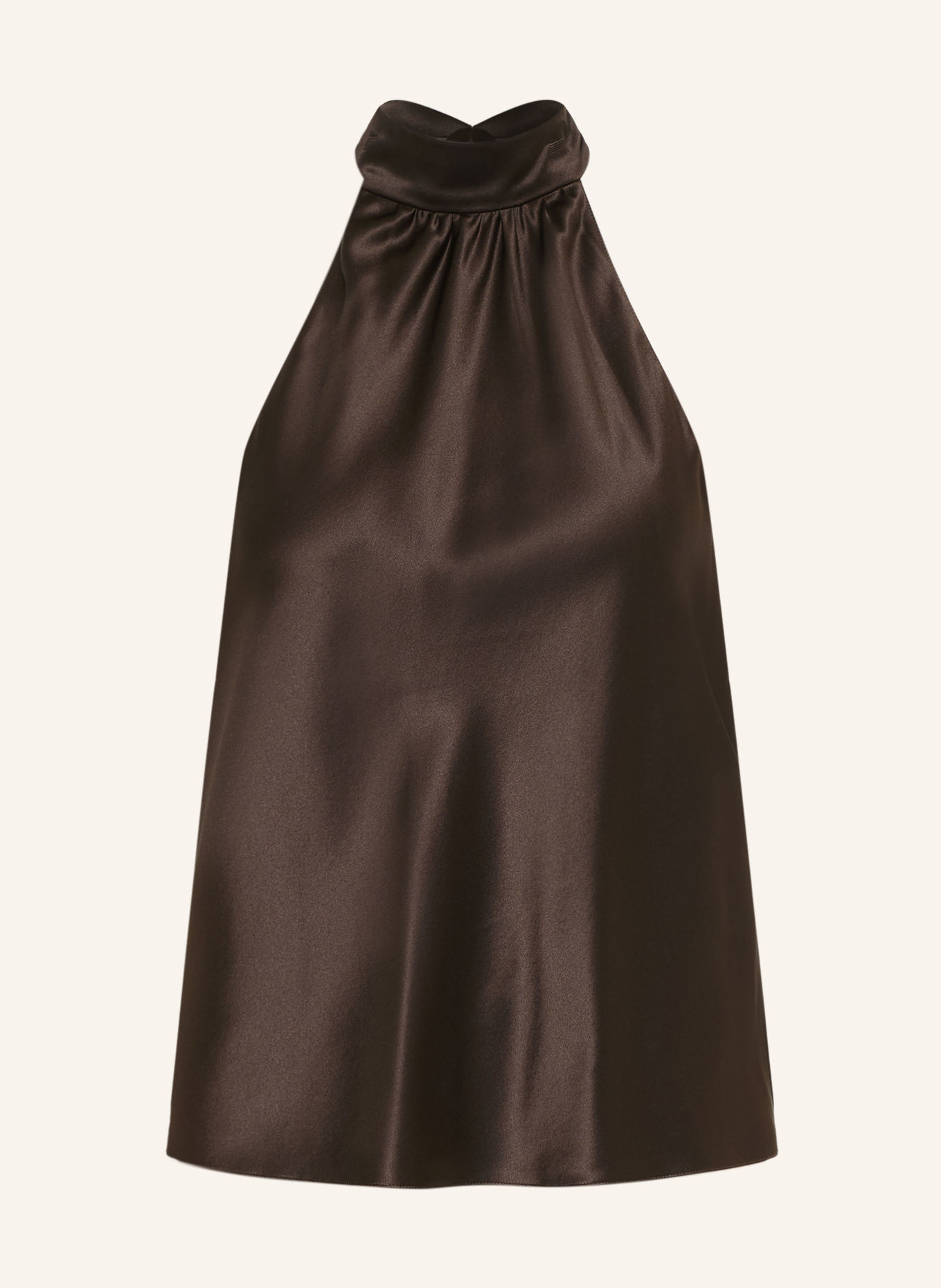 SERENITY AMORE Satin Top, made of silk: DARK BROWN
