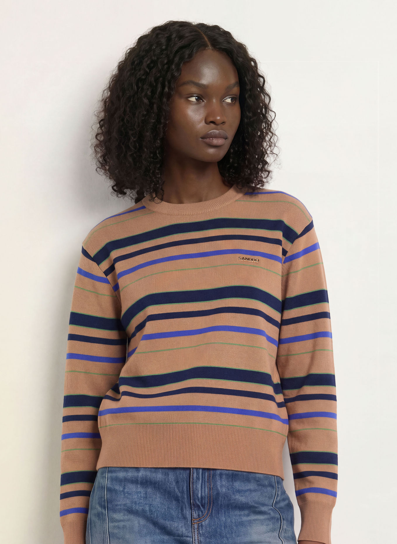 SANDRO Pullover: BRAUN / BLAU / SCHWARZ