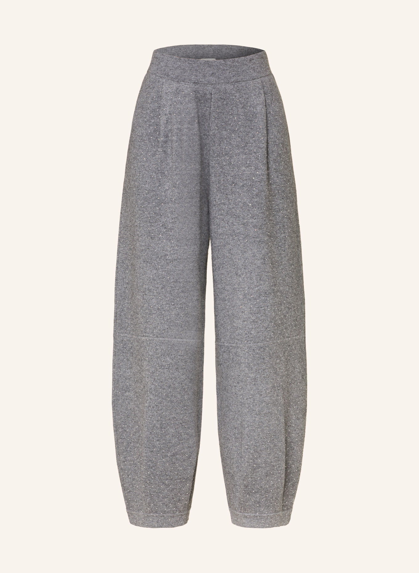 SANDRO Strickhose mit Schmucksteinen: GRAU