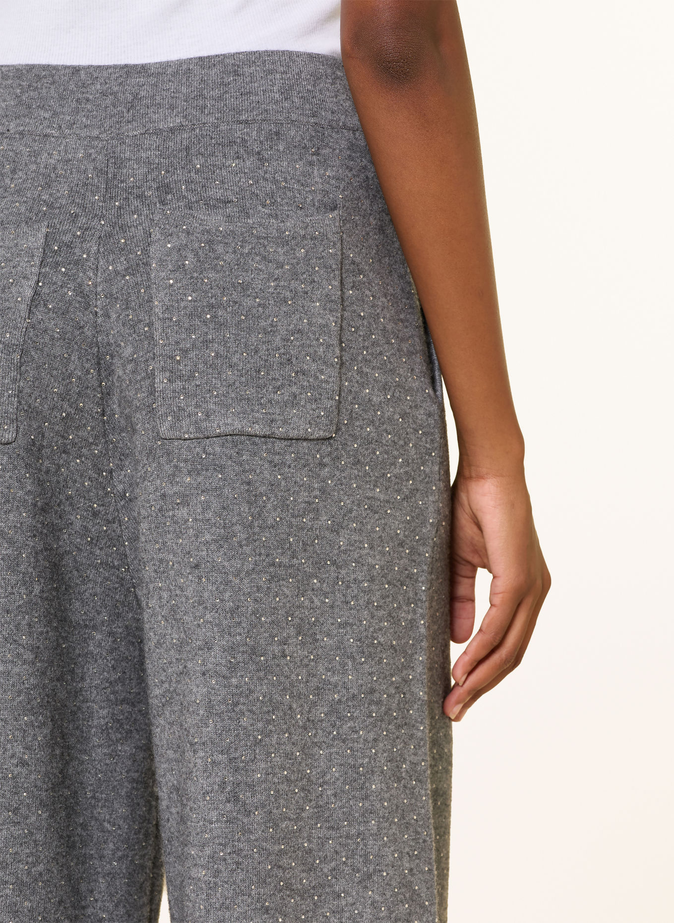 SANDRO Strickhose mit Schmucksteinen: GRAU