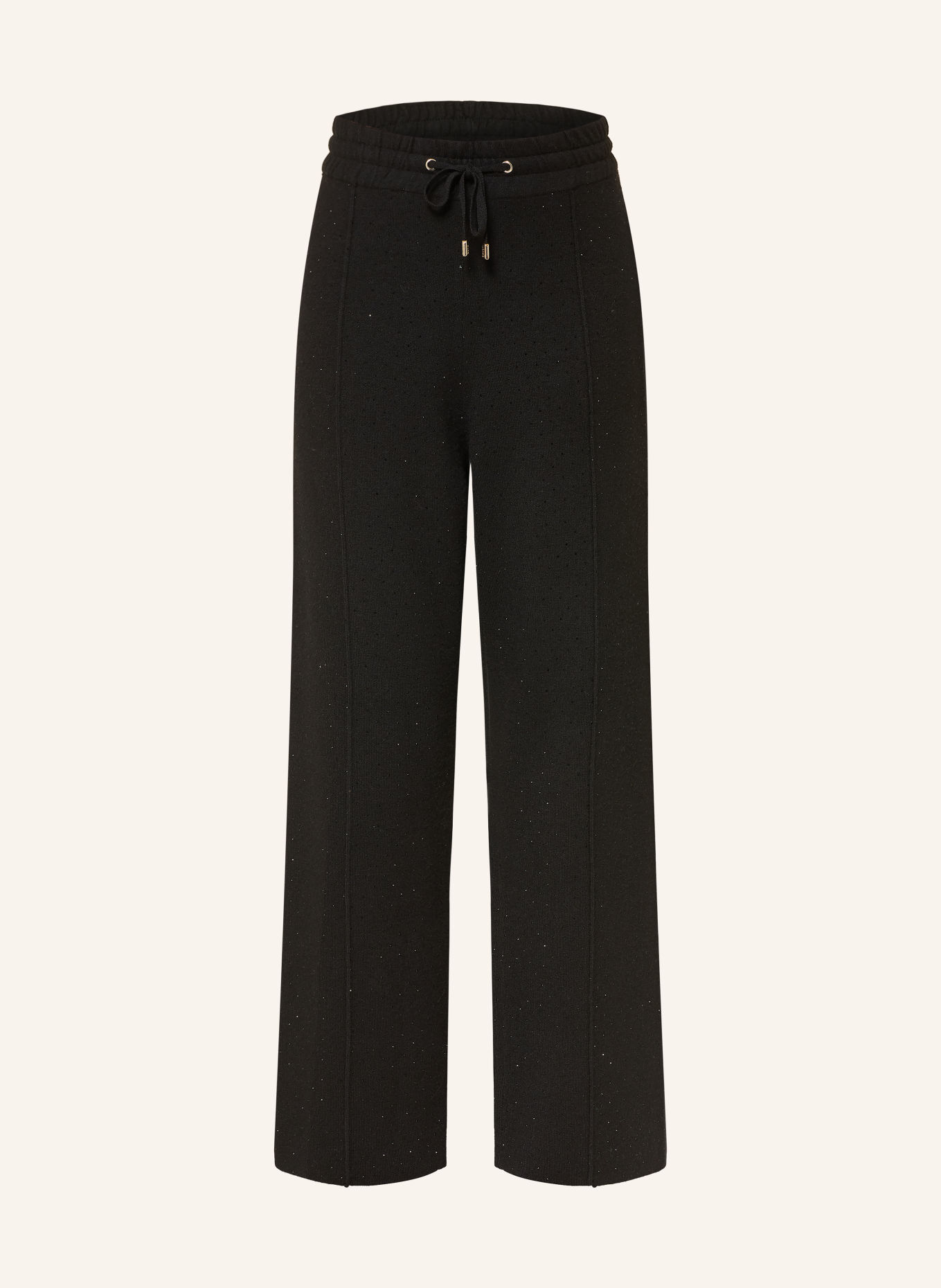 SANDRO Strickhose mit Schmucksteinen: SCHWARZ