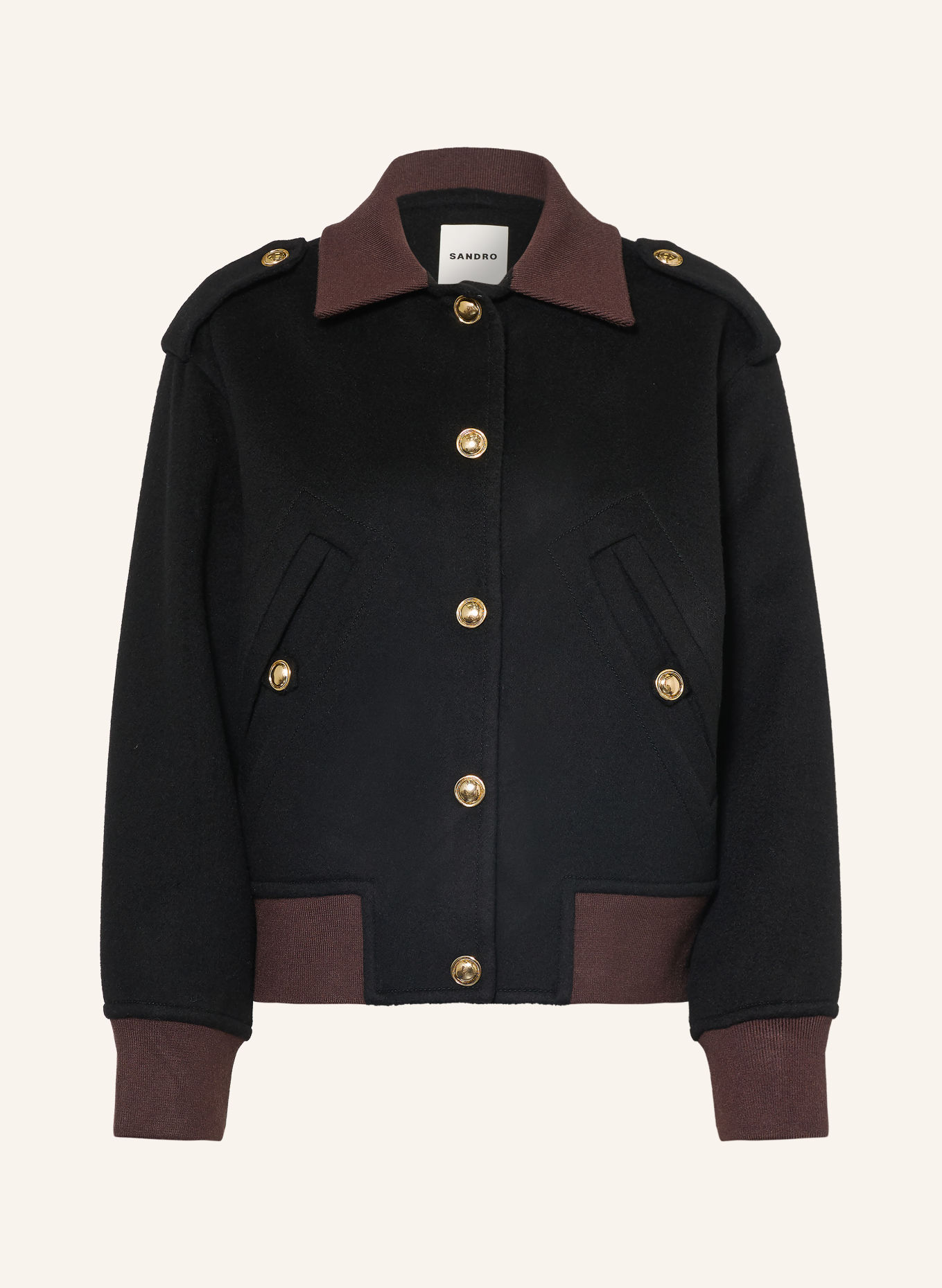 SANDRO Blouson: SCHWARZ / GOLD / DUNKELBRAUN